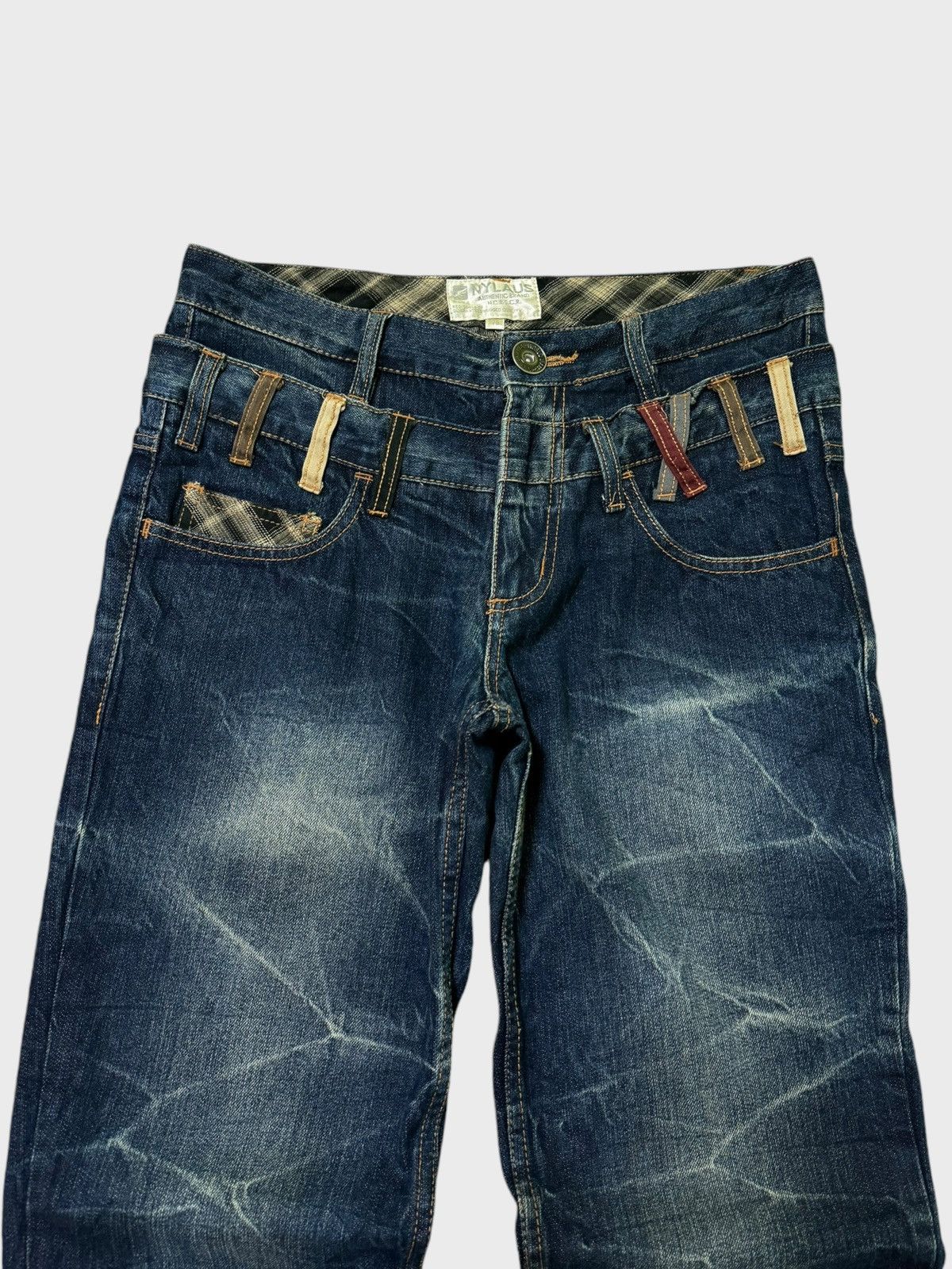 Hysteric Glamour NYLAUS DOUBLE WAIST PLAID TARTAN CLAW MARK DENIM PANTS Size US 30 / EU 46 - 4 Thumbnail