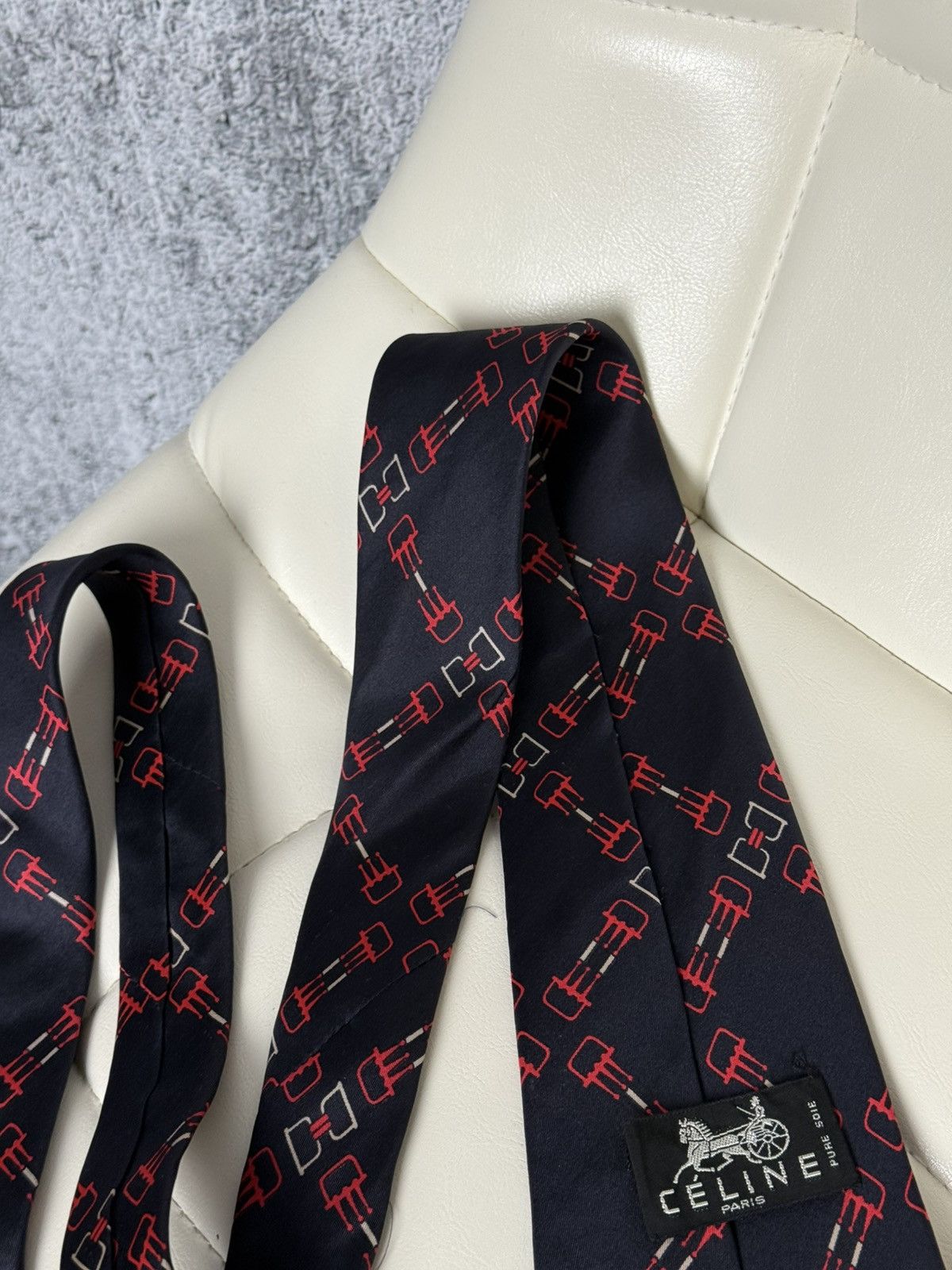 Celine Vintage CELINE Paris Silk Tie Geometric Pattern Necktie Size ONE SIZE - 7 Thumbnail