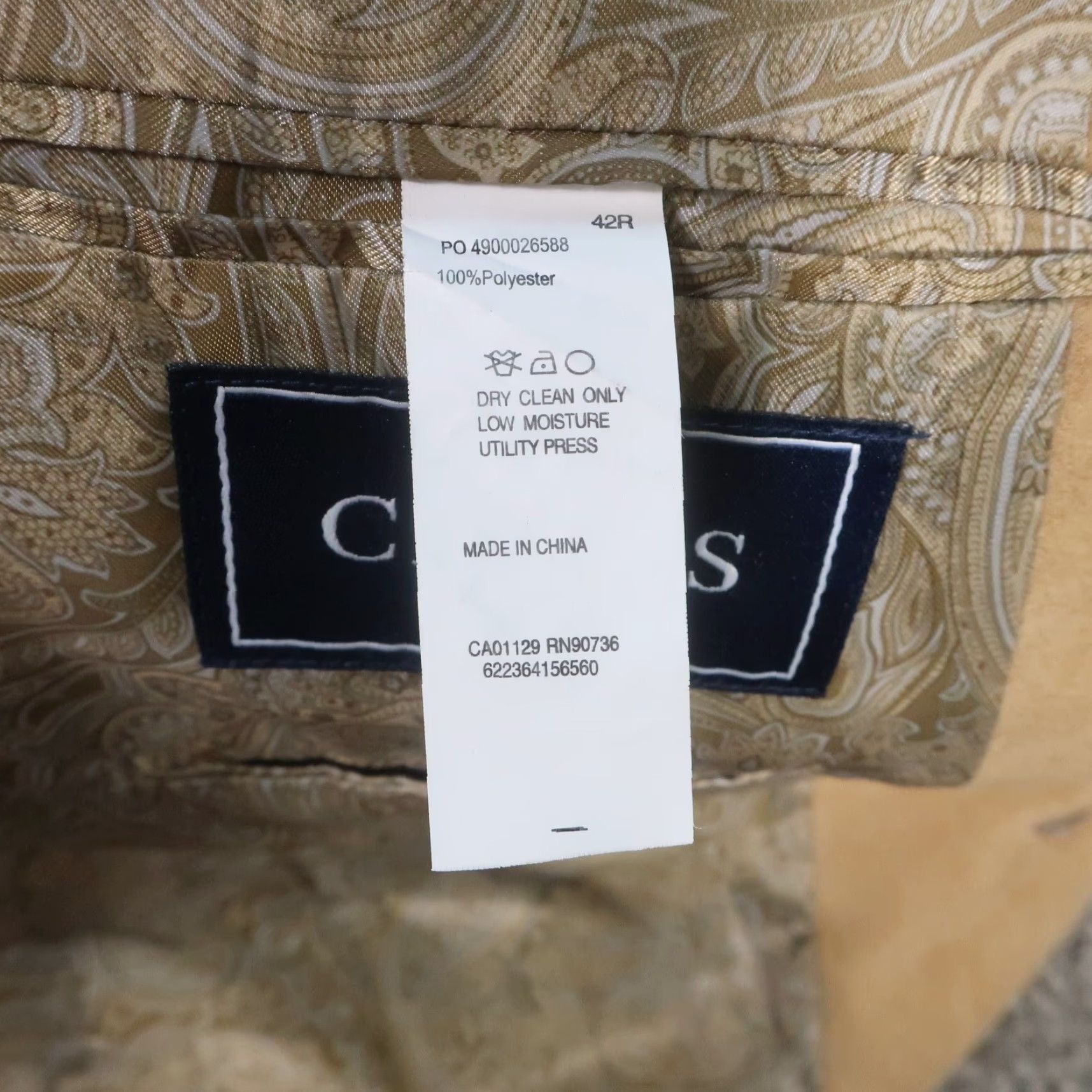 Chaps VINTAGE Chaps Blazer Jacket Single-Breasted Two-Button Notch Lapel Brown 42R Mens Wool Suede, Big & Tall, Solid Pattern, Formal Coat, 1 Piece, EUC Size 42R - 7 Thumbnail