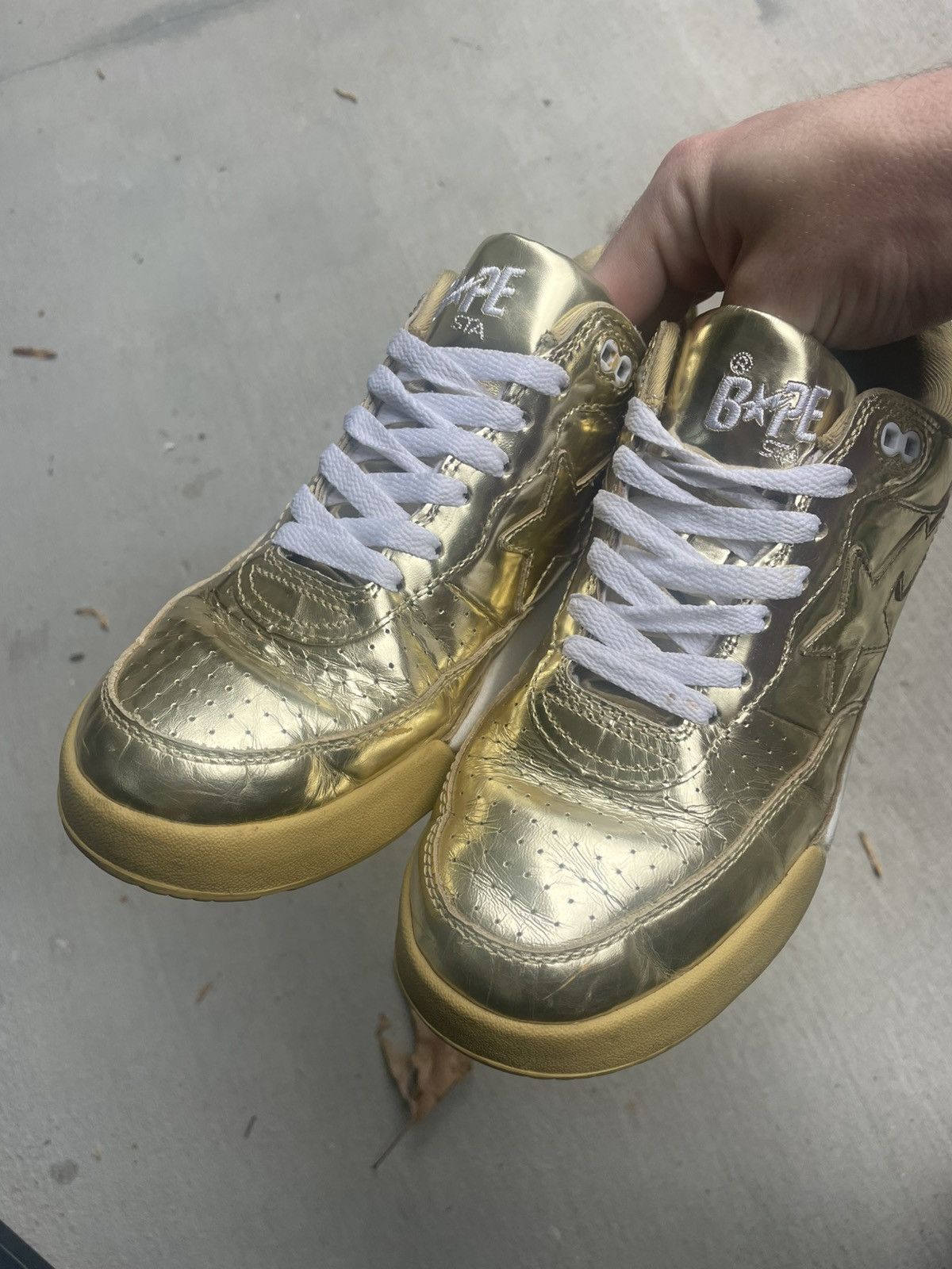 Bape Bape Bapesta Gold Trainers Size US 8.5 / EU 41-42 - 5 Thumbnail