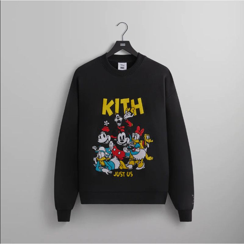 image of Kith Mickey & Friends Forever Vintage Crewneck XL Ships Now in Black, Men's