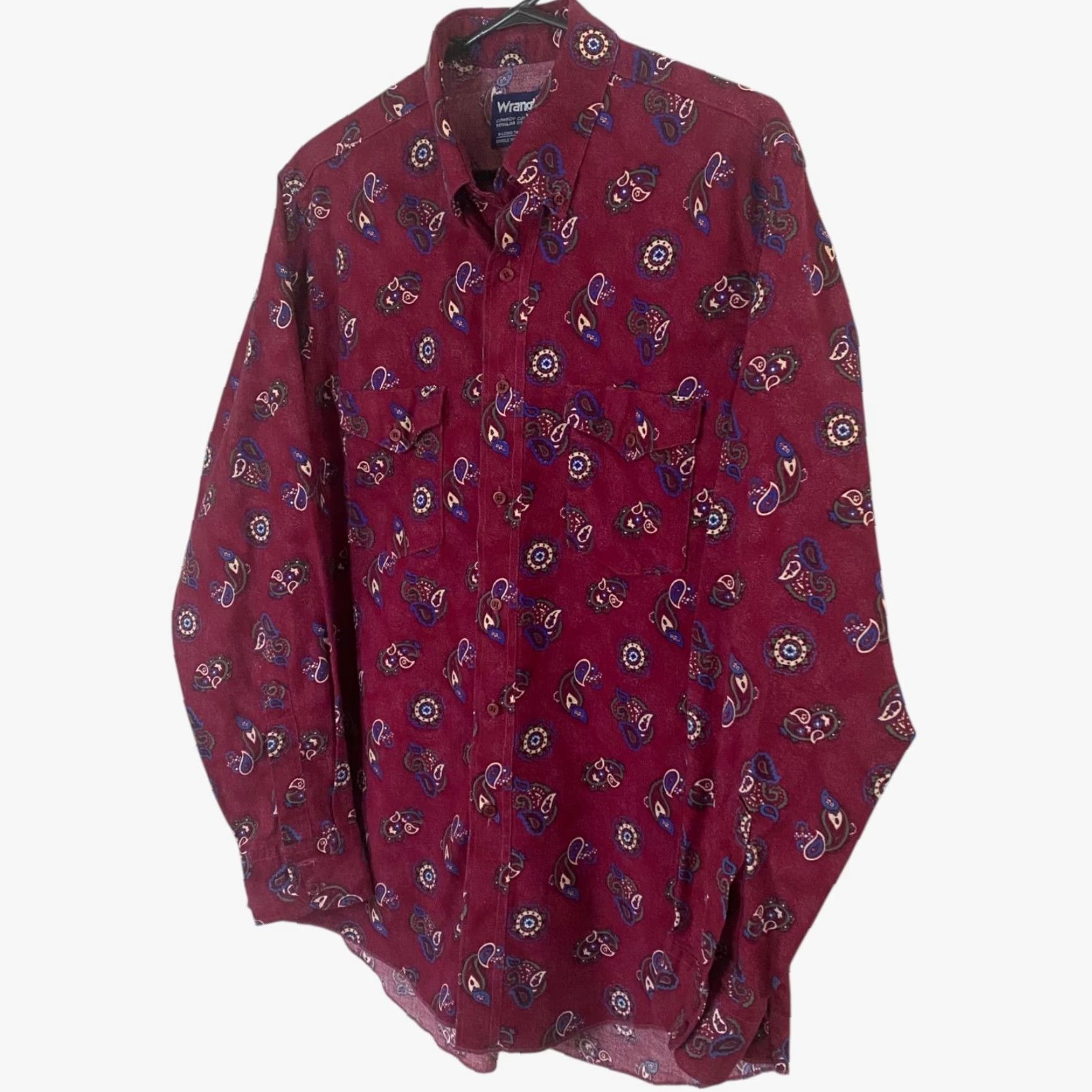 Wrangler VINTAGE Wrangler Cowboy Cut X-Long Tails Western Shirt Red Men's 16.5 - 35 Large Button-Down Chest Pockets Cowboy Western Size US XL / EU 56 / 4 - 3 Thumbnail