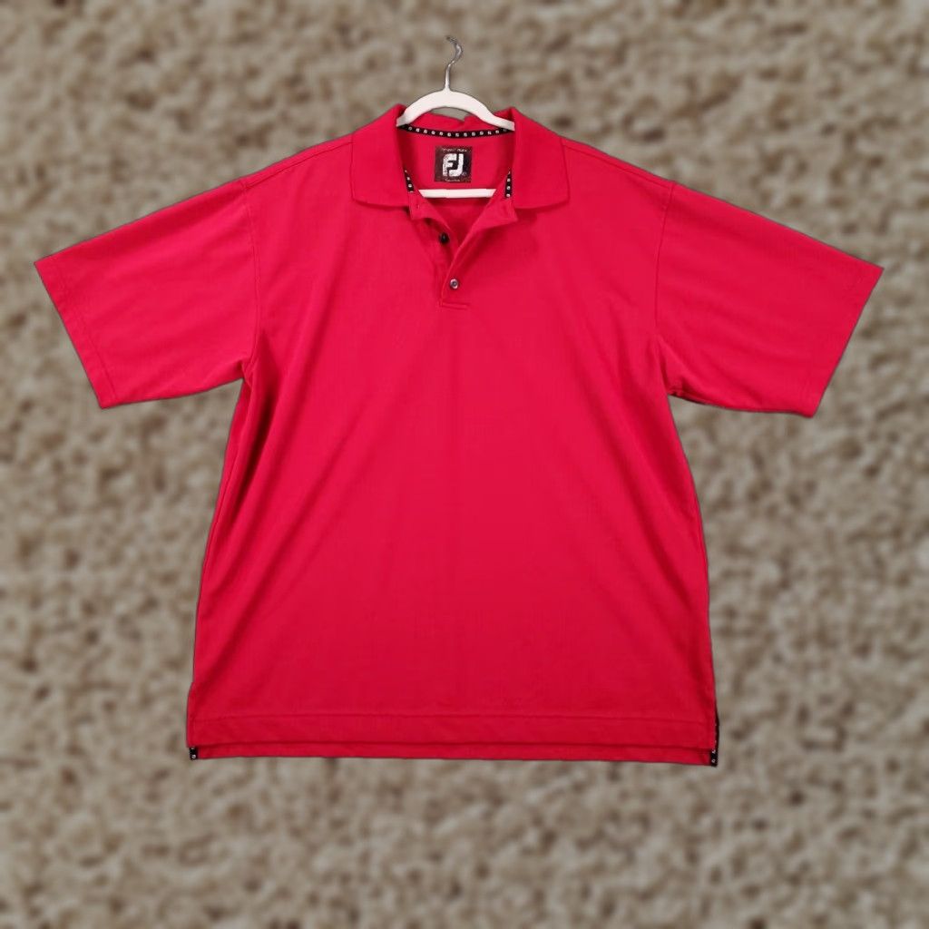 Footjoy FootJoy Polo Shirt Mens XL Red Orange Solid Short Sleeve Collared Button Spread Classic Performance Golfing Golf Polo Mens Size US XL / EU 56 / 4 - 1 Thumbnail