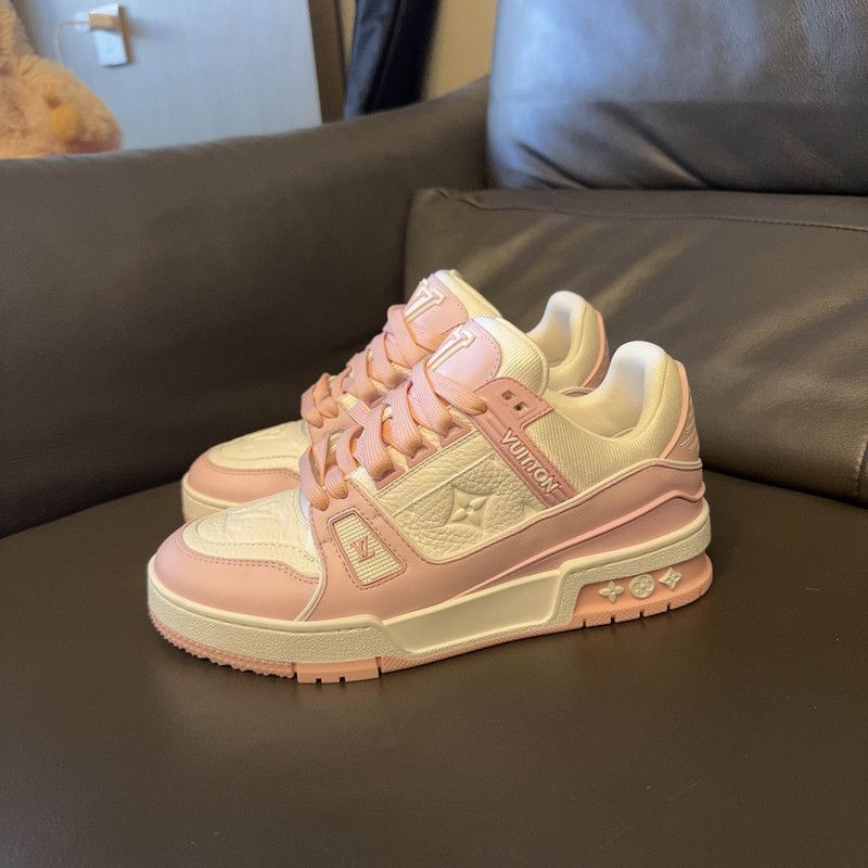 Louis Vuitton Louis Vuitton Trainer Pink Low-Top Sneakers 0079 Size US 5.5 / EU 38 - 1 Thumbnail