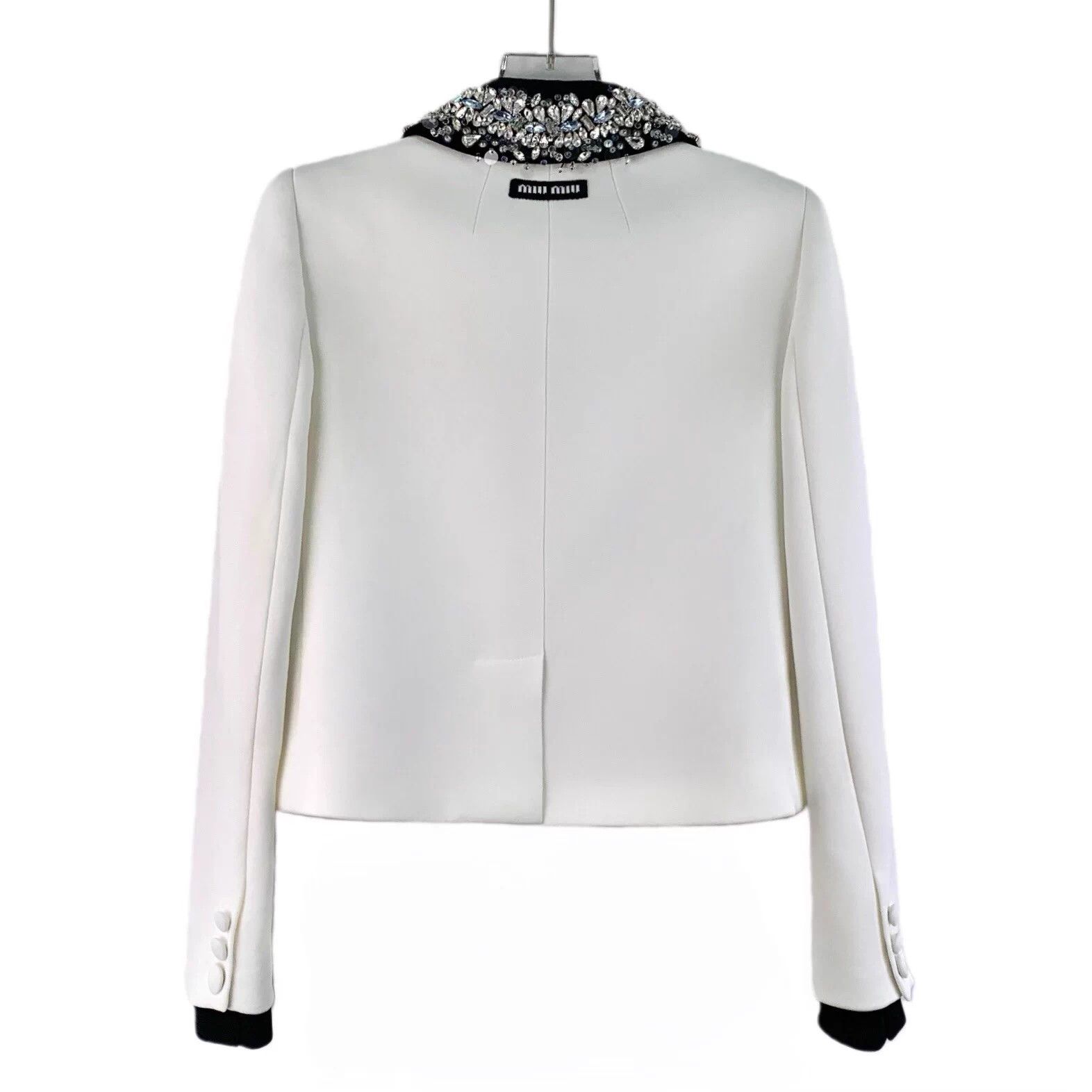 Miu Miu Miu Miu Rhinestone-Studded Single-Breasted Long-SleeveJacket Size XS / US 0-2 / IT 36-38 - 2 Thumbnail
