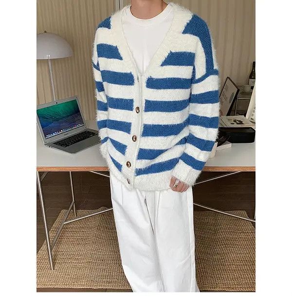 VIBE Striped Cardigan Knit Sweater Size US M / EU 48-50 / 2 - 6 Thumbnail