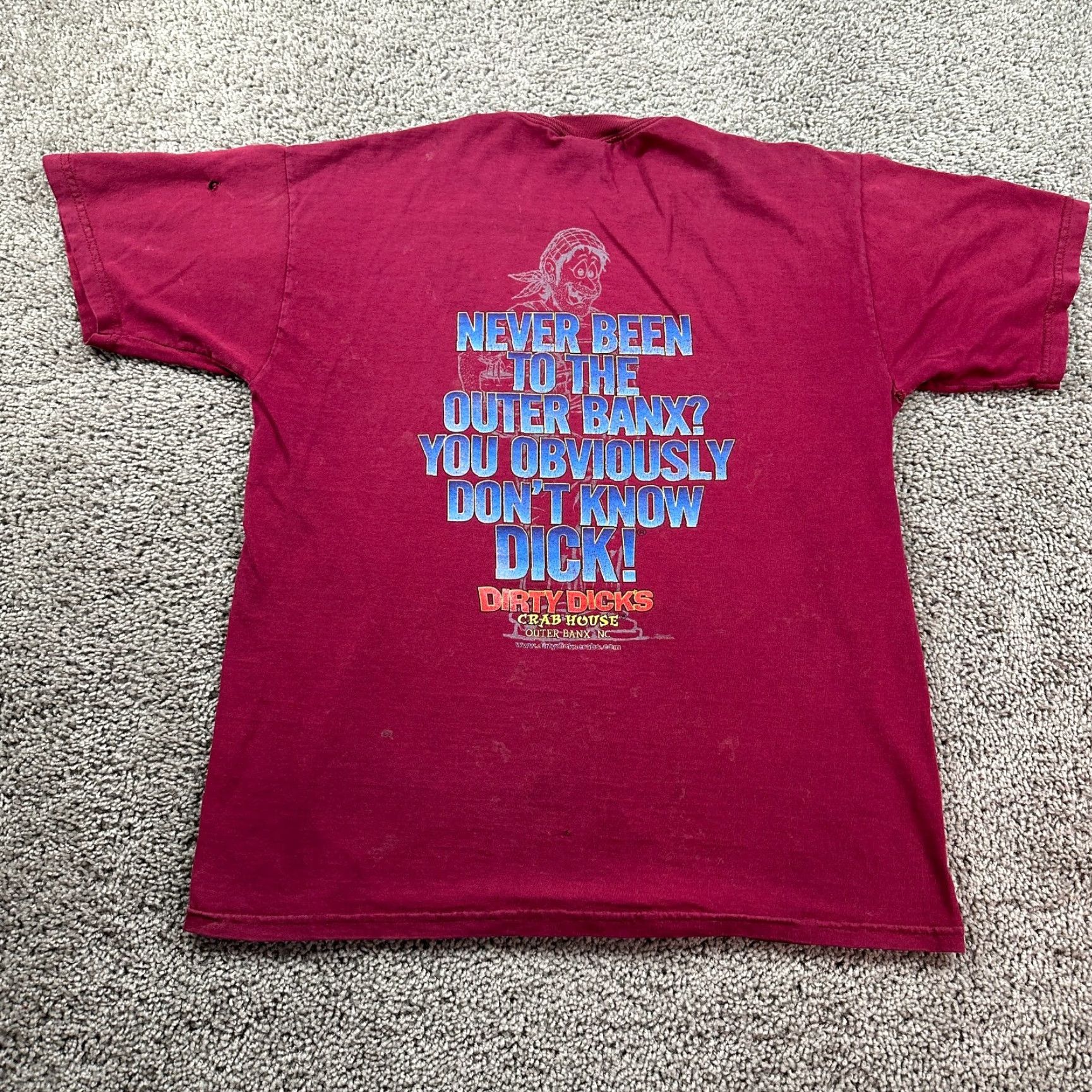 Jerzees JERZEES Shirt Mens Medium Graphic Print Dirty Dicks Crab Shack Dont Know Dick THRASHED FLAW Size US M / EU 48-50 / 2 - 2 Thumbnail