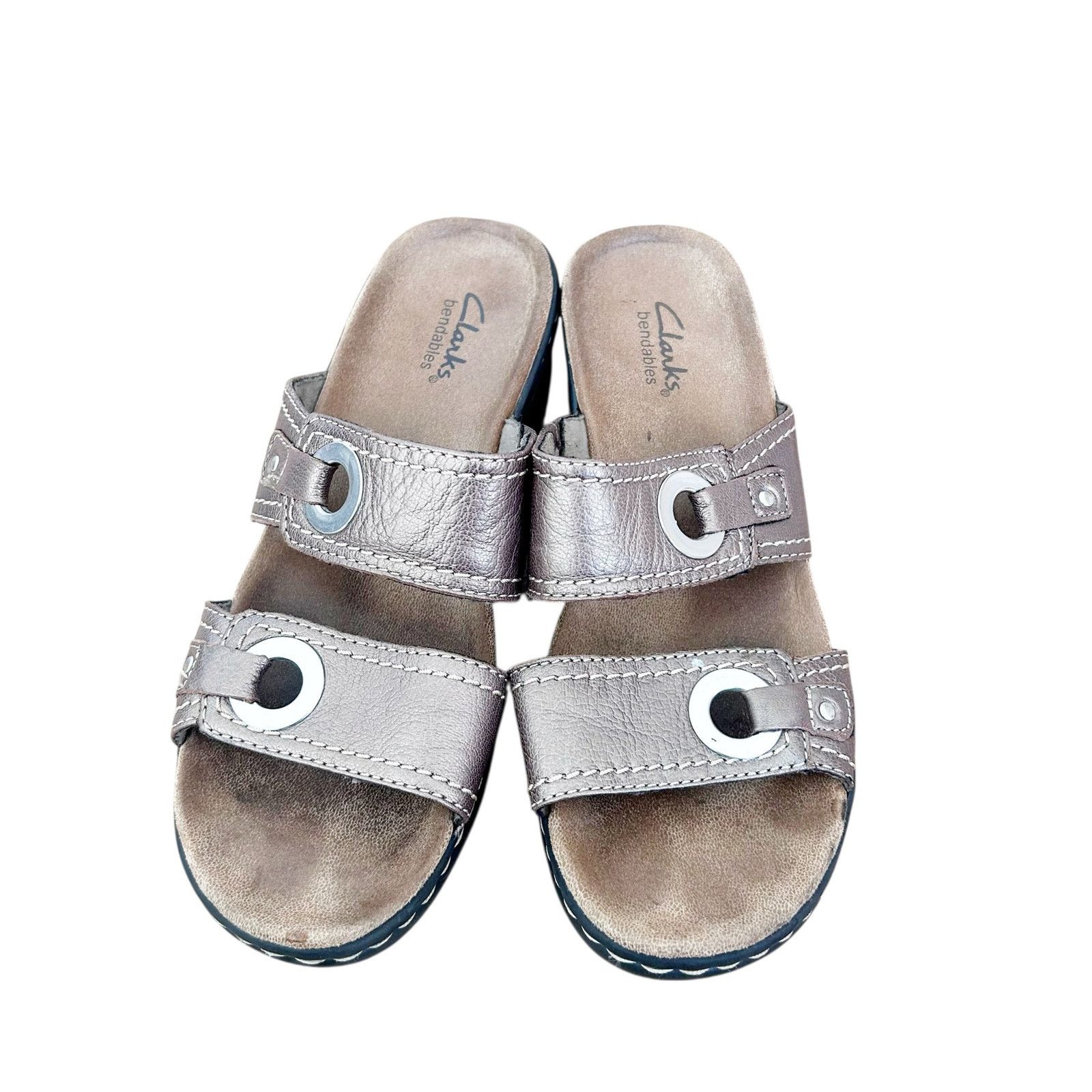 Clarks Clarks Bendables Silver Metallic Slide Sandals Sz 6.5 Size US 6.5 / IT 36.5 - 3 Thumbnail