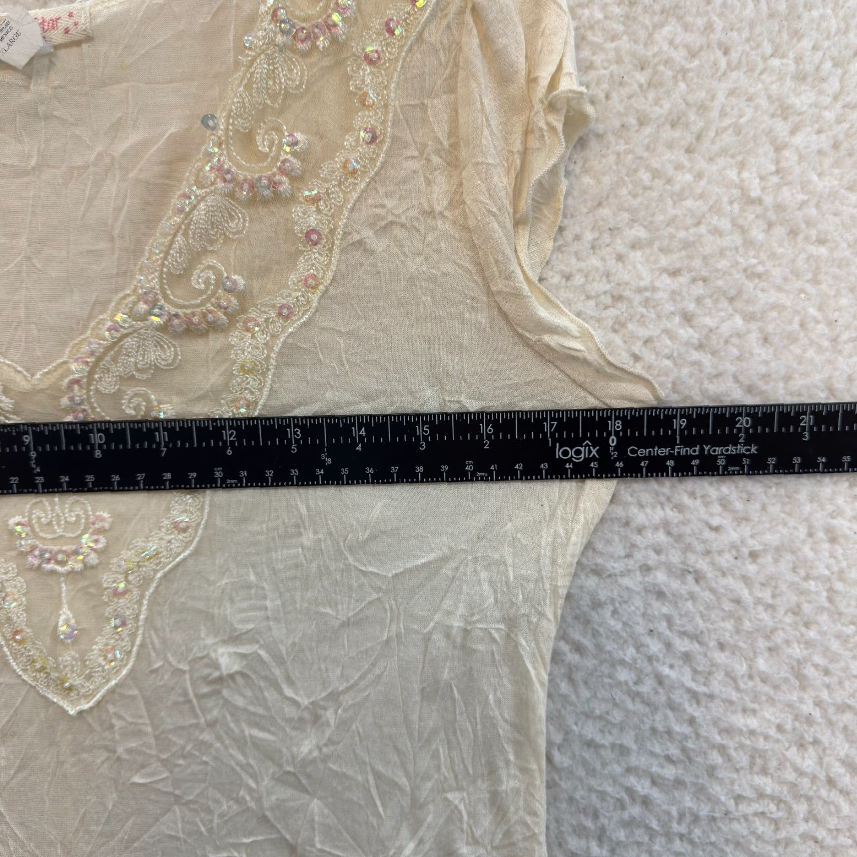 Vintage VINTAGE Pearl Star White Shirt XL Grunge Whimsigoth Boho Lace Sequin Fairy Y2K Size XL / US 12-14 / IT 48-50 - 4 Thumbnail