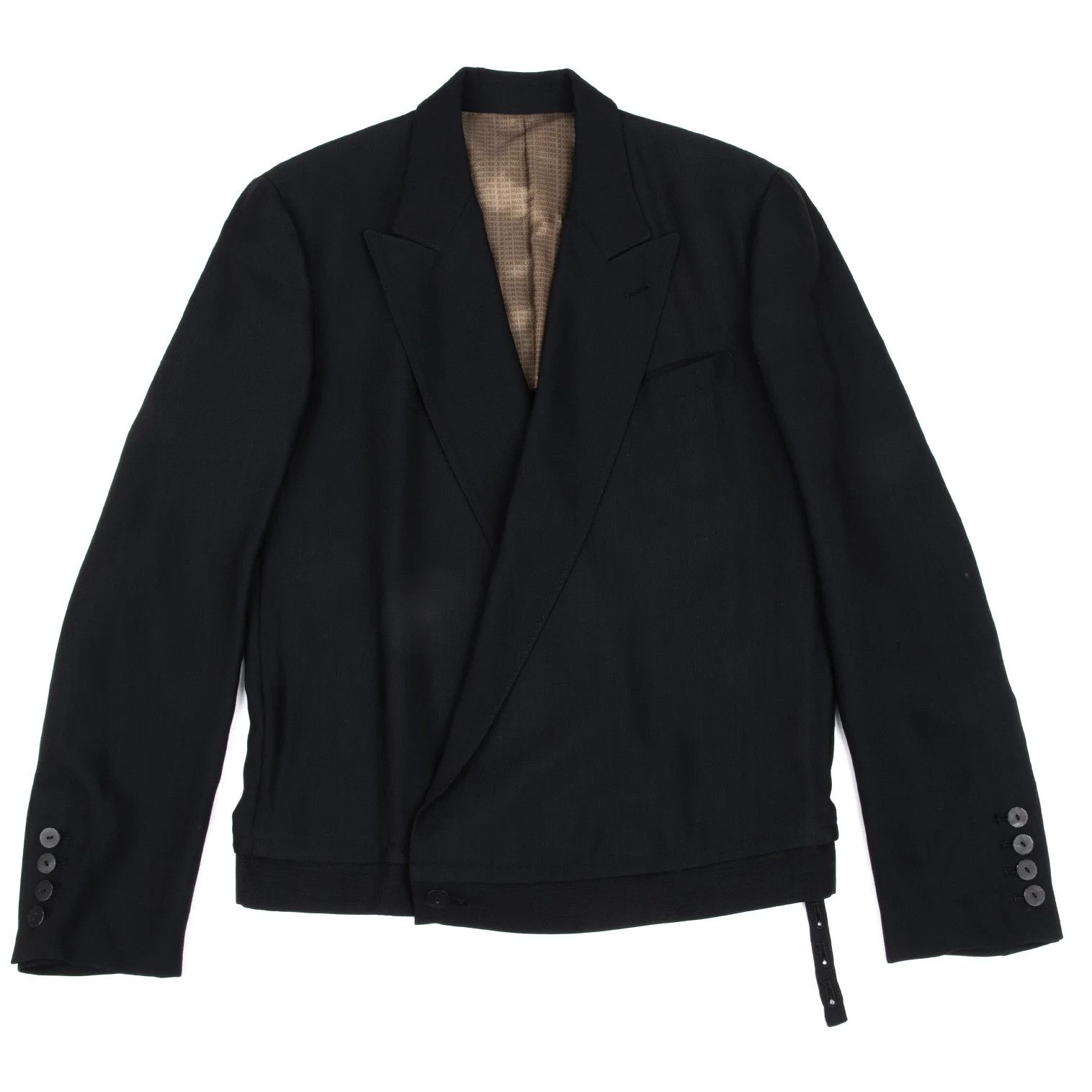 Jean Paul Gaultier Wool Blend Peak Lapel Jacket in Black, Size 48 Size US M / EU 48-50 / 2 - 1 Thumbnail