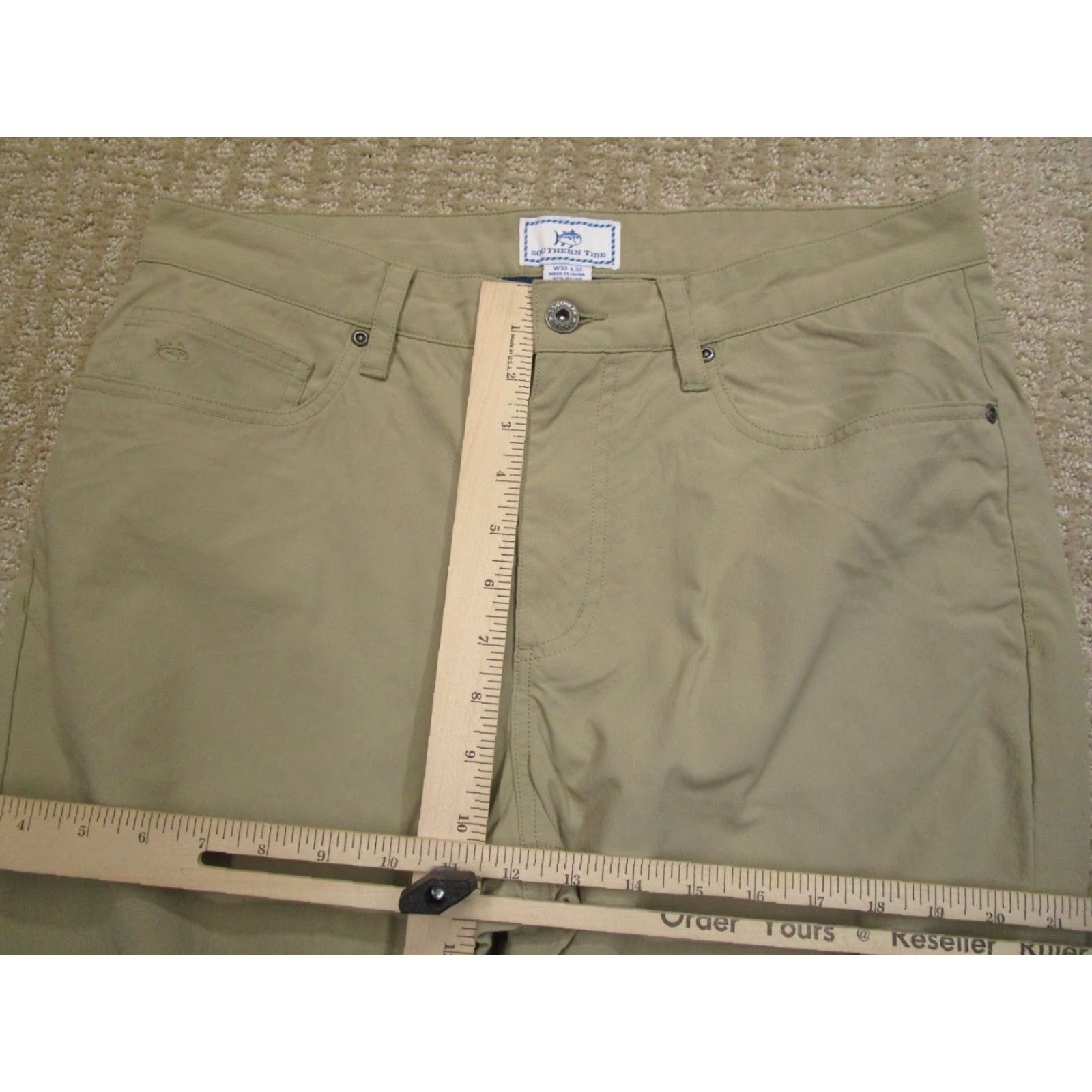Southern Tide Southern Tide Pants Men Regular 33x32 Nylon Spandex Lightweight Chino Logo Ivory Size US 33 - 6 Thumbnail