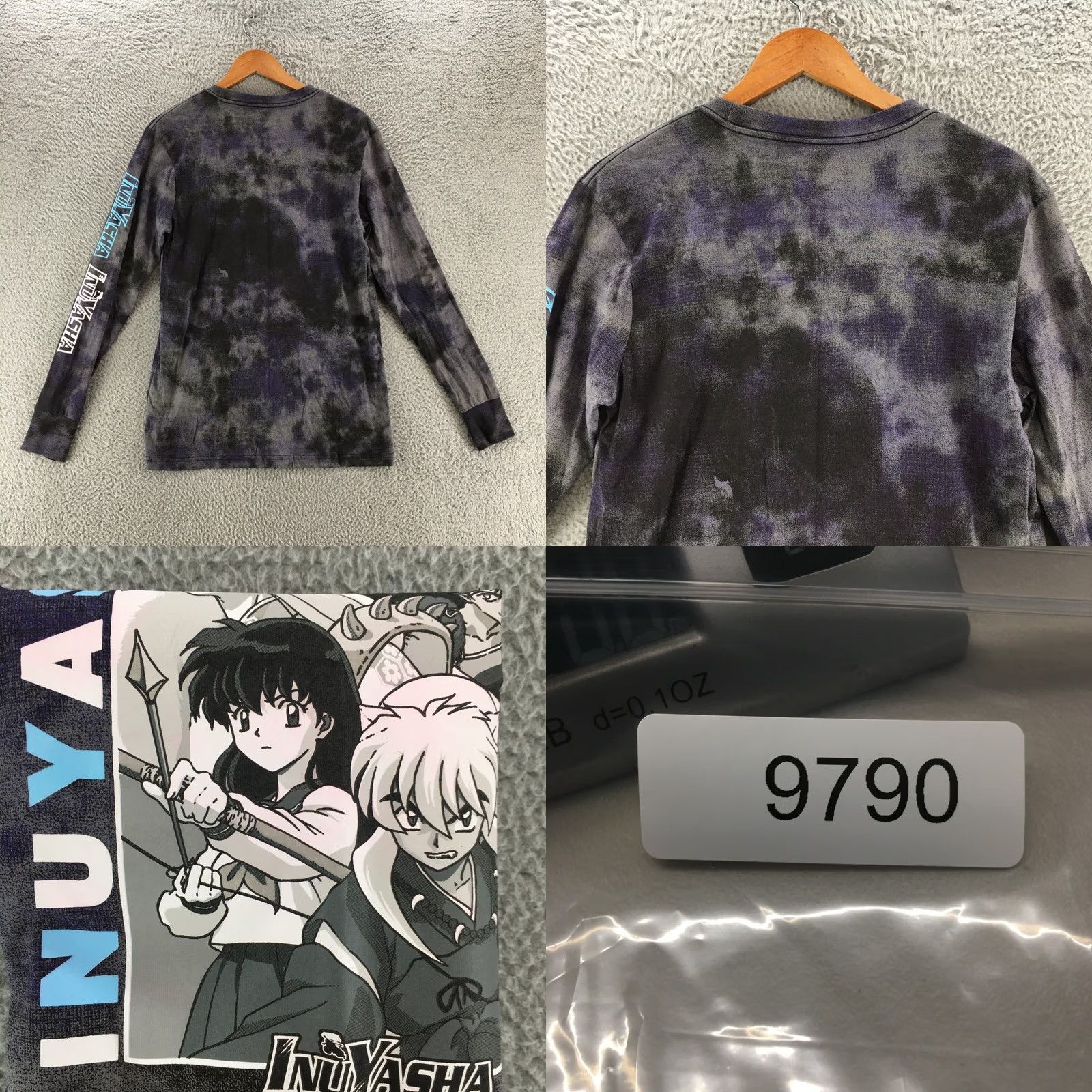 Vintage Grays Inuyasha Graphic Print Sweatshirt Womens Med Gray Tie-Dye Long Sleeve Crew Neck Size M / US 6-8 / IT 42-44 - 8 Thumbnail