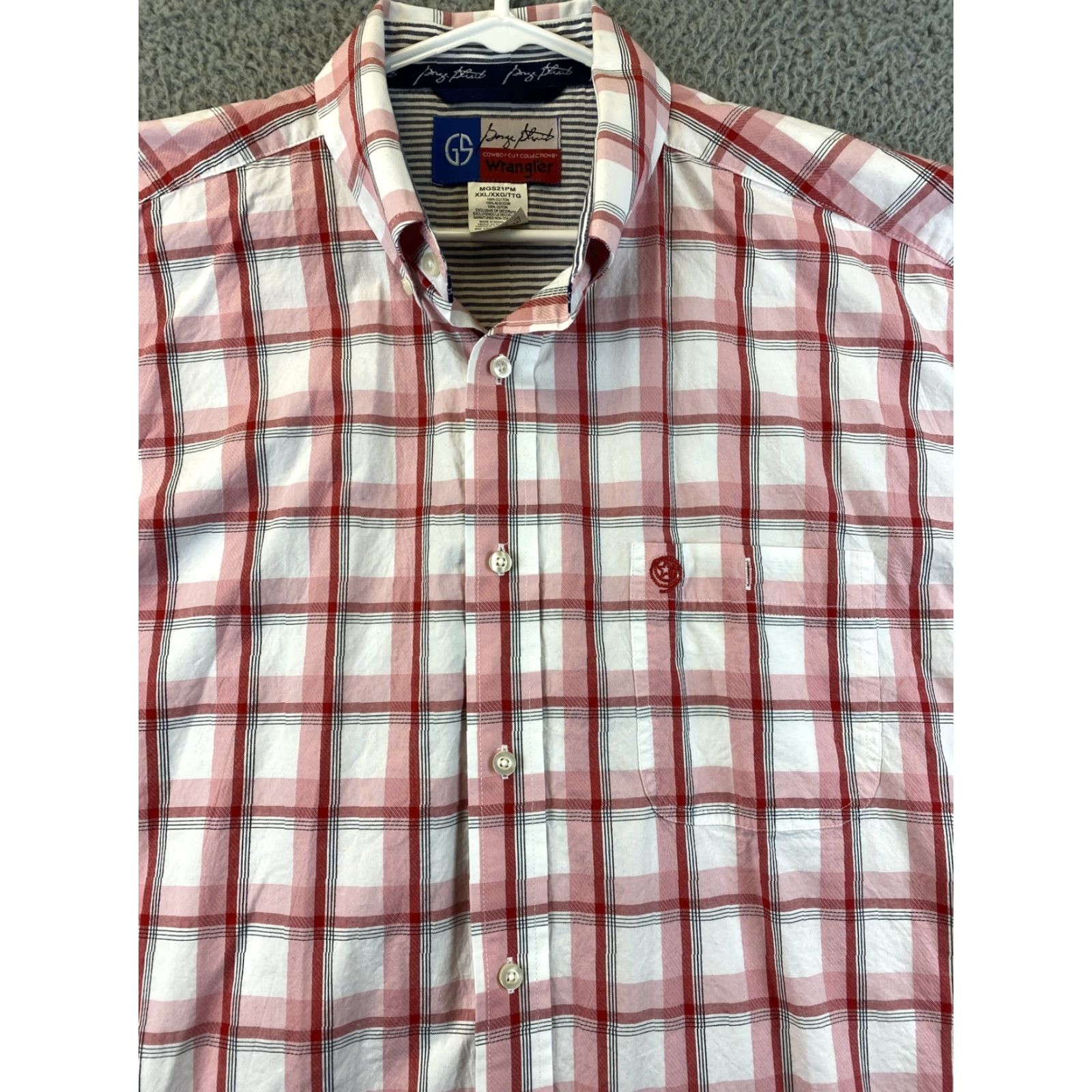 Wrangler Wrangler Men's XXL Dress Shirt Button-Up Short Sleeve Plaid /82-26 Colorful Outdoor Western Size 48R - 3 Thumbnail