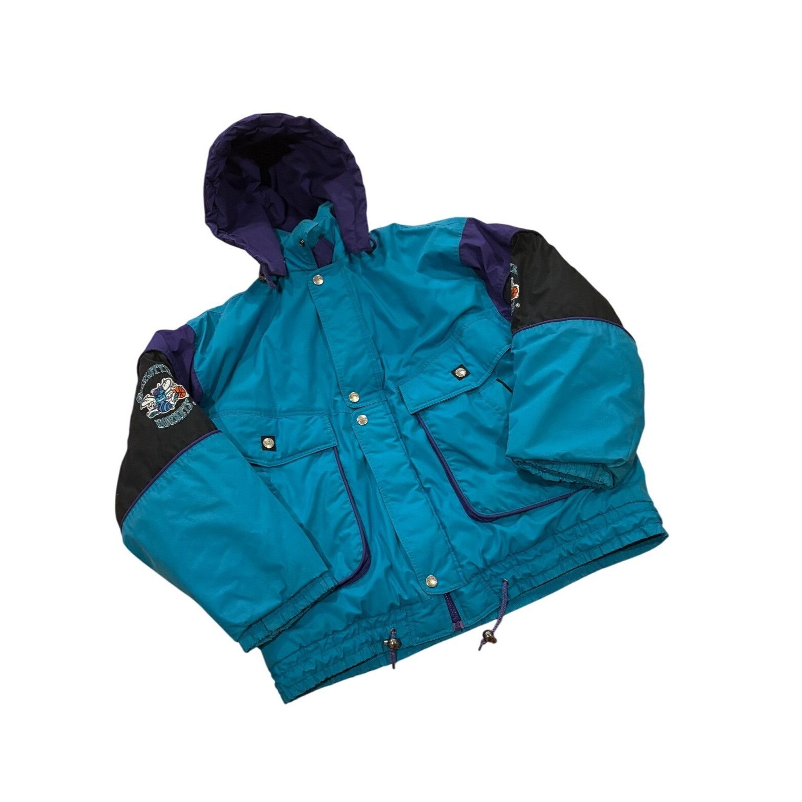 Nutmeg Vintage 90's Nutmeg Charlotte Hornets NBA Hooded Full Zip Ja Size US XL / EU 56 / 4 - 3 Thumbnail