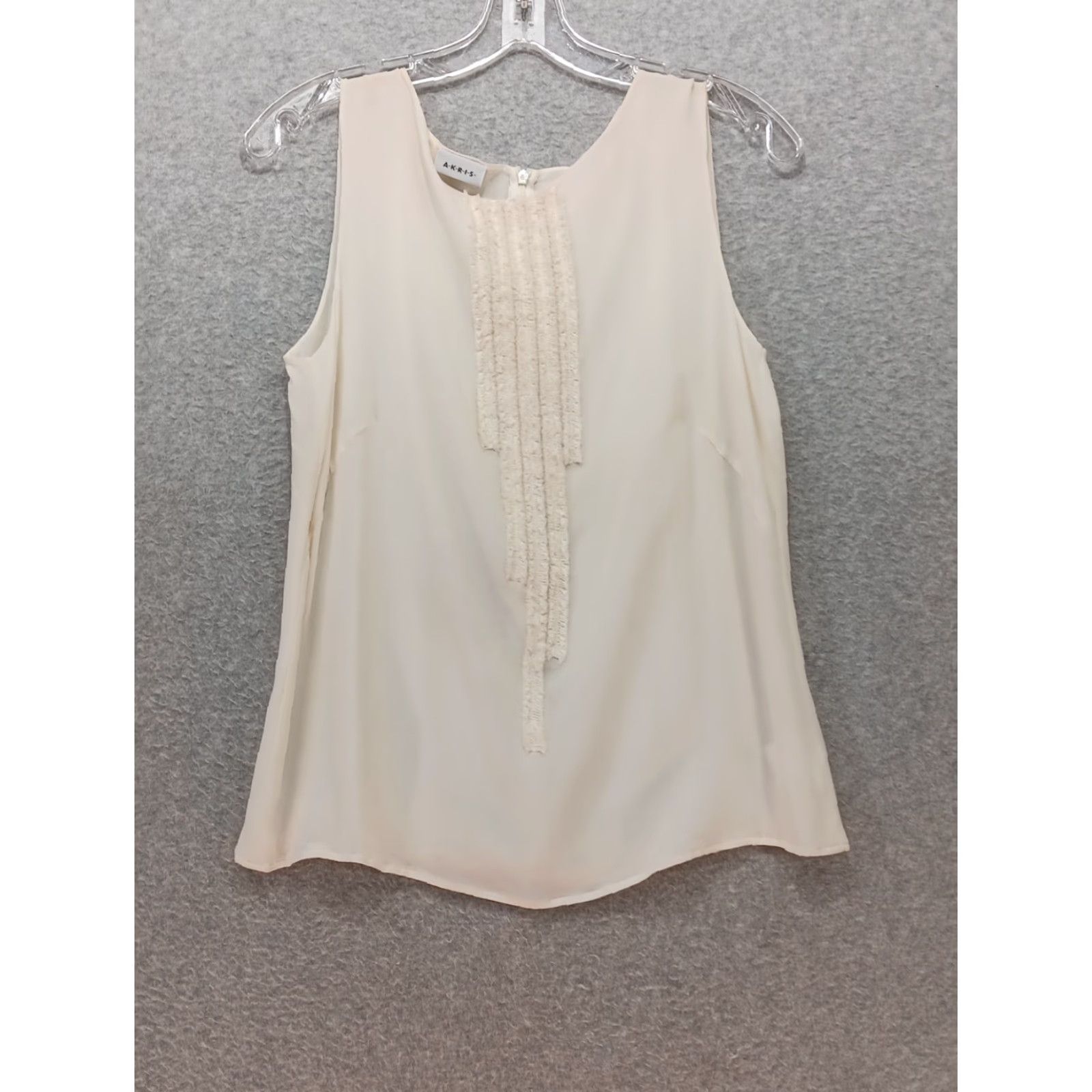 Akris Akris Blouse Top Women's 12 Beige 100% Silk Pleated Scoop Neck Sleeveless Pullover Size XL / US 12-14 / IT 48-50 - 2 Thumbnail