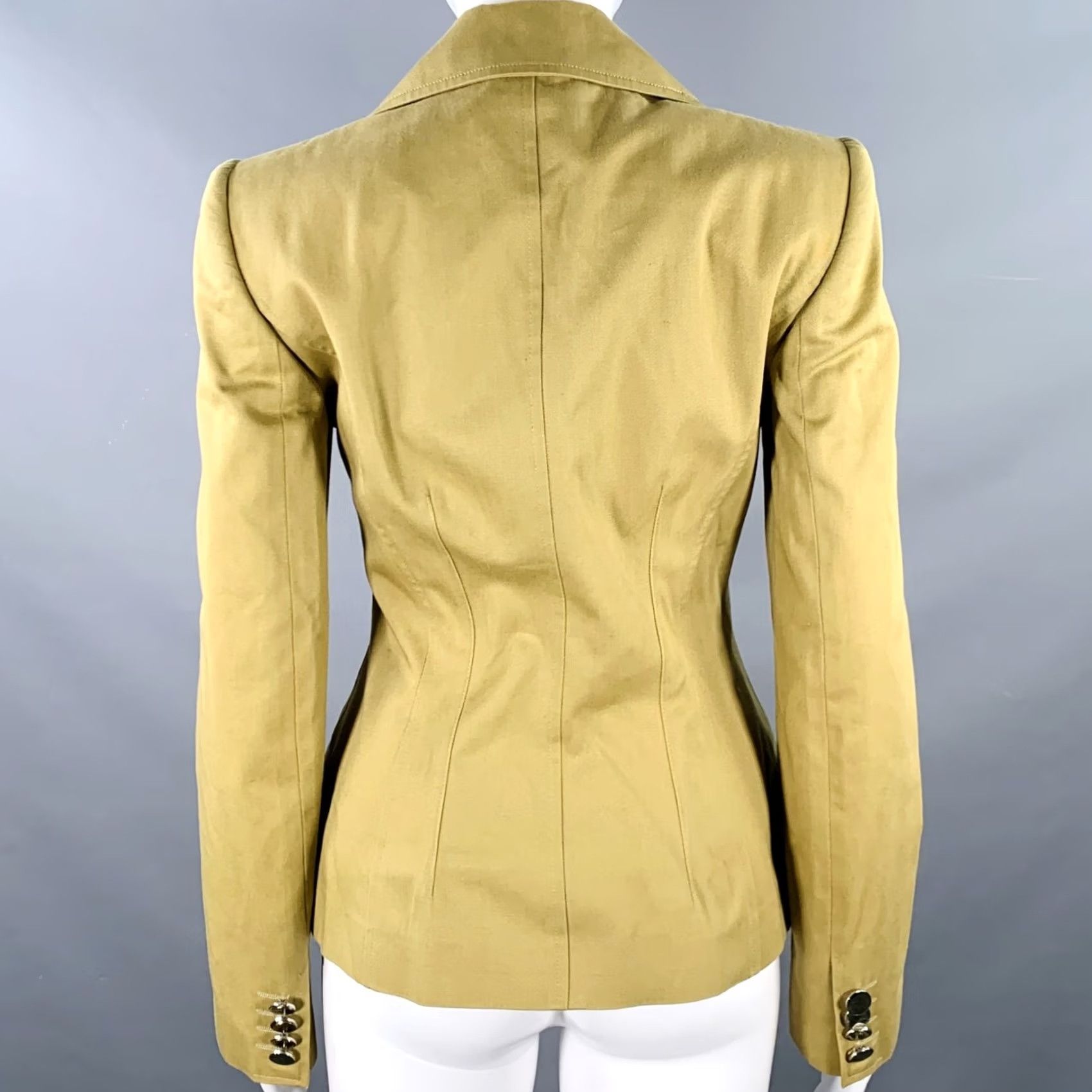 Dolce & Gabbana DOLCE & GABBANA Blazer Khaki Cotton Twill Button Up Size 6 Women Jacket Size M / US 6-8 / IT 42-44 - 3 Thumbnail