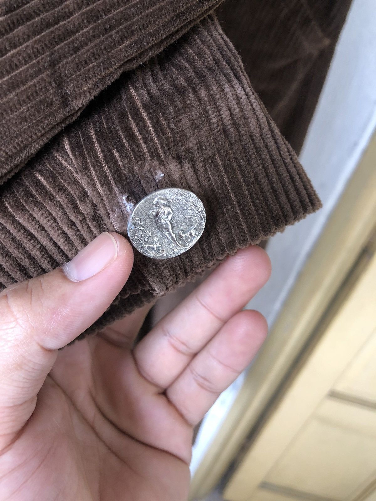 agnes b. Vintage 90s Agnes B Corduroy Long Coat Size M / US 6-8 / IT 42-44 - 9 Thumbnail