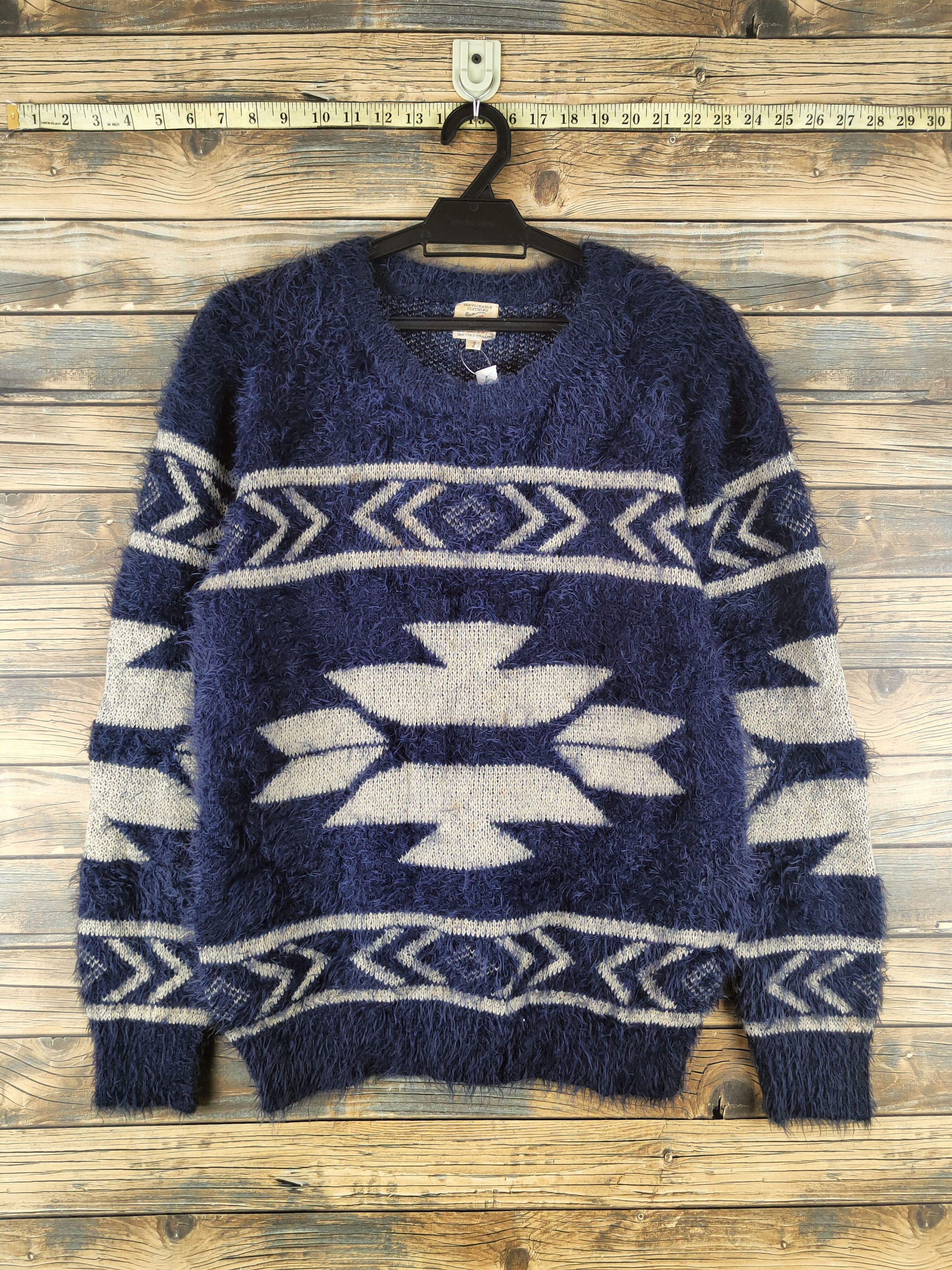 Japanese Brand DL Revo Navy Fur Mohair shaggy Knitwear Sweatshirts #46-386 Size US S / EU 44-46 / 1 - 1 Thumbnail