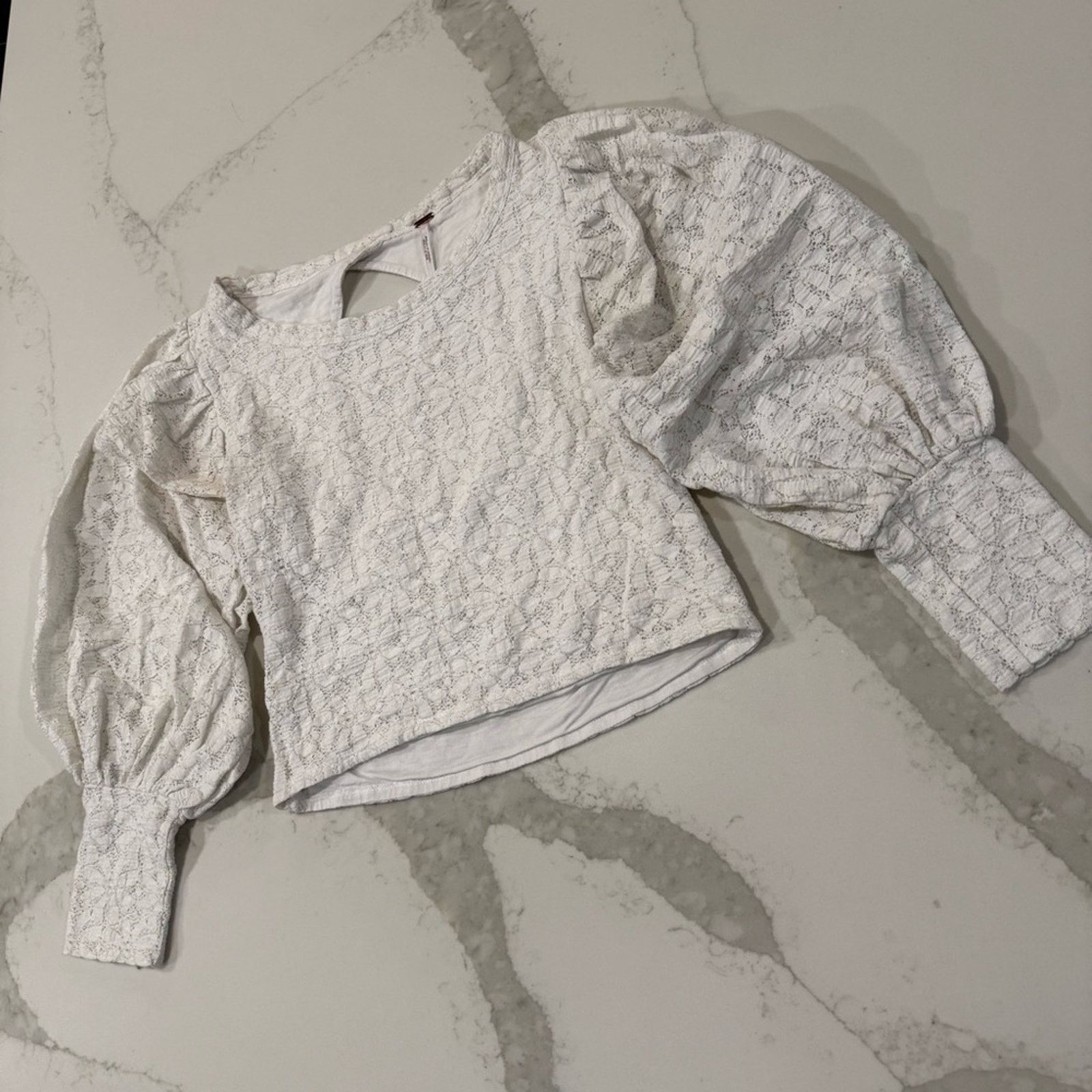 Free People Free People Jasmine Puff Sleeve Lace Crop Top Womens Medium Size M / US 6-8 / IT 42-44 - 6 Thumbnail