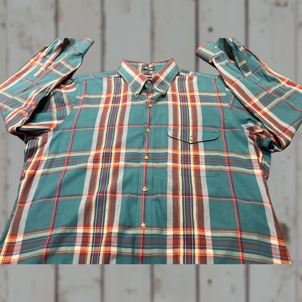 Gant GANT Shirt Mens XL Slim Button-Down Plaid HUGGER Foxhunt Multicolor 90s Classic Colorful Oxford Button-Up Long Sleeve Size US XL / EU 56 / 4 - 1 Thumbnail