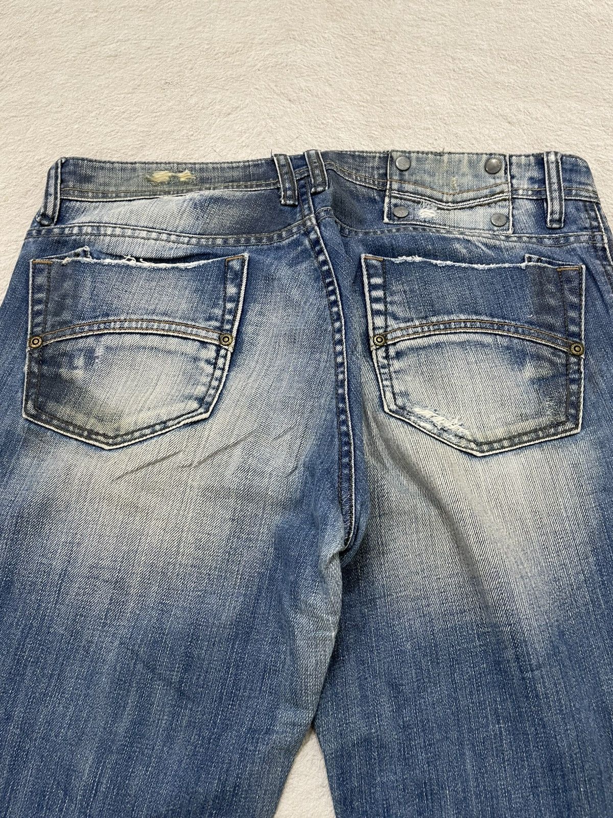 Japanese Brand 2000s Japanese Flare Denim Heavy Fade Distressed Jeans Y2K Size US 33 - 10 Thumbnail