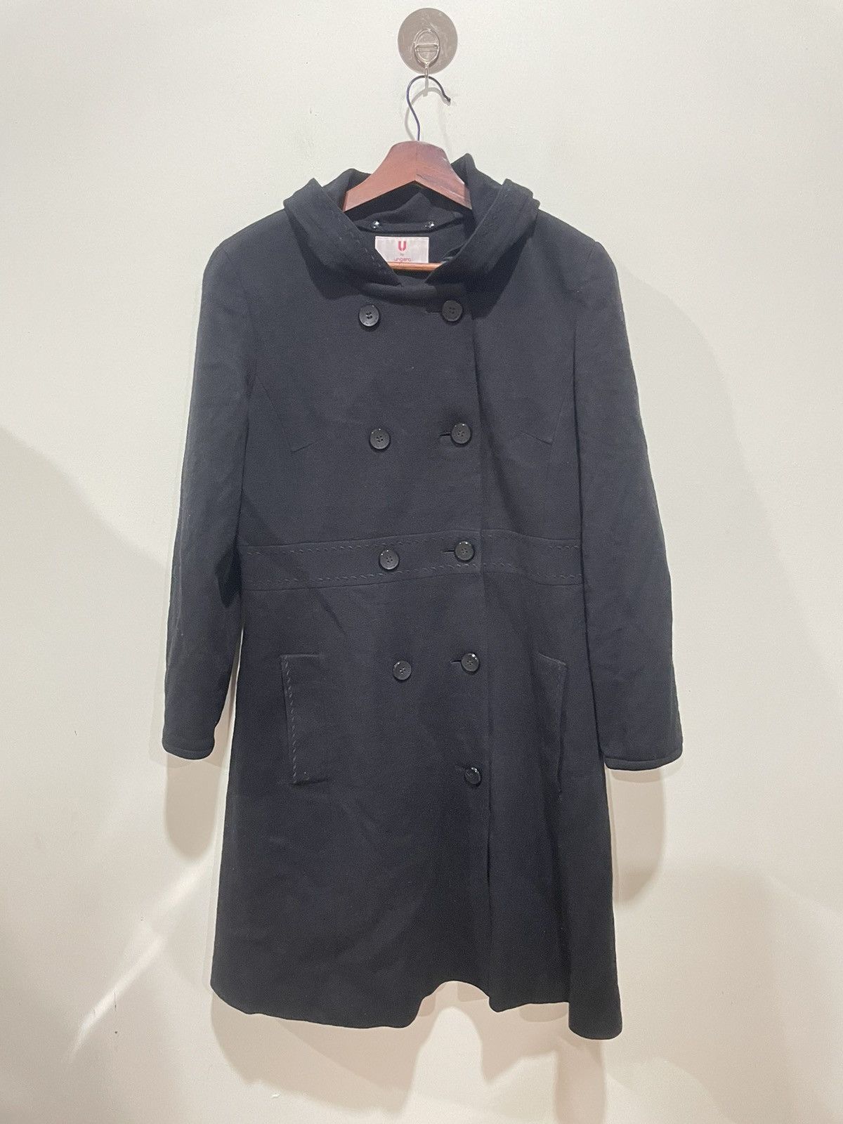 image of Italian Designers x Ungaro Paris Long Jacket With Hoodies in Black, Women's (Size Small)
