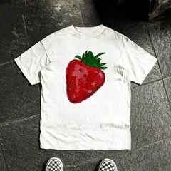 VIBE White casual retro orange print t-shirt Size US L / EU 52-54 / 3 - 6 Thumbnail