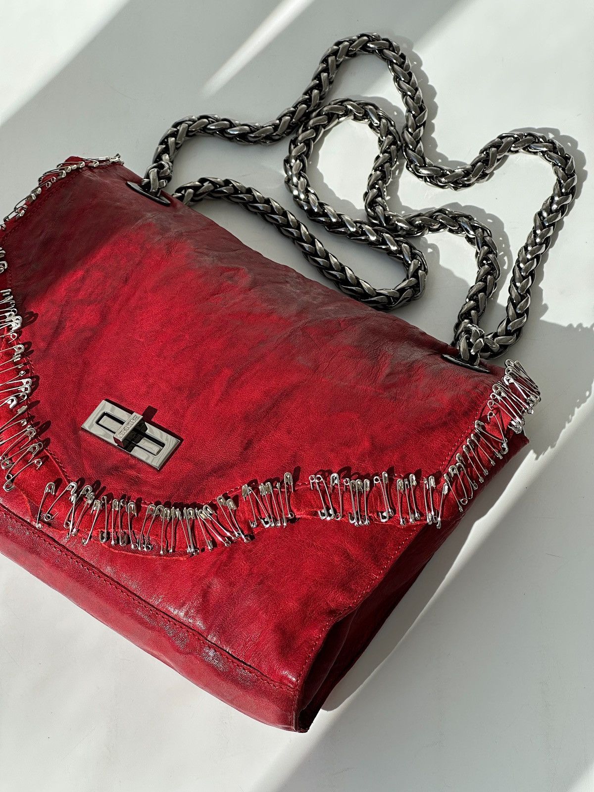 Balmain BALMAIN by Decarnin SS2011 Safety Pin Red Leather Bag runway Size ONE SIZE - 5 Thumbnail