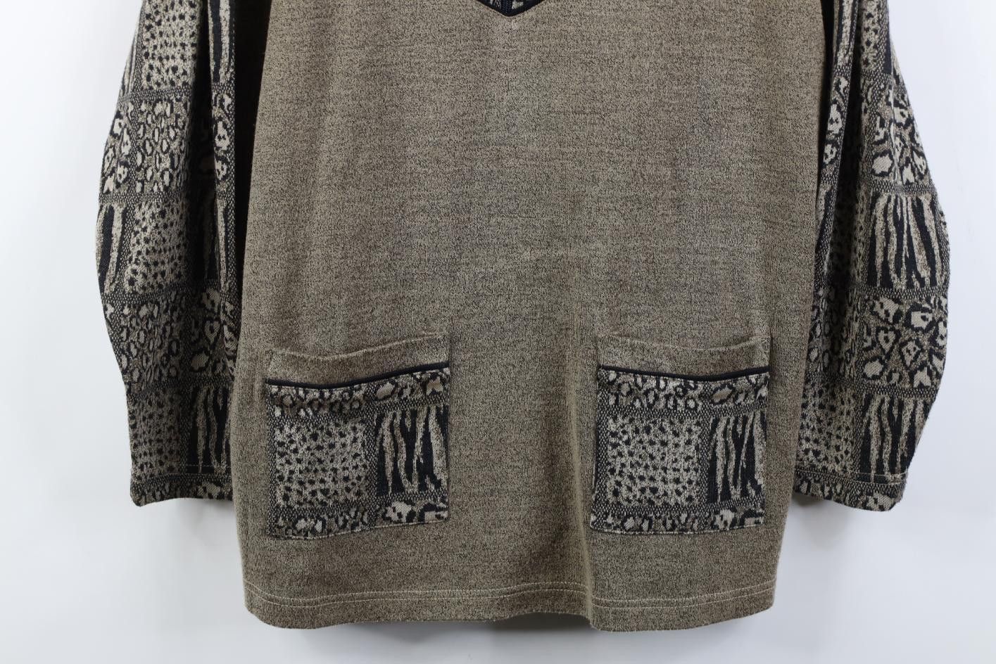 Vintage Vintage 90s Streetwear Animal Print 1/4 Zip Collared Sweater Size L / US 10 / IT 46 - 3 Thumbnail
