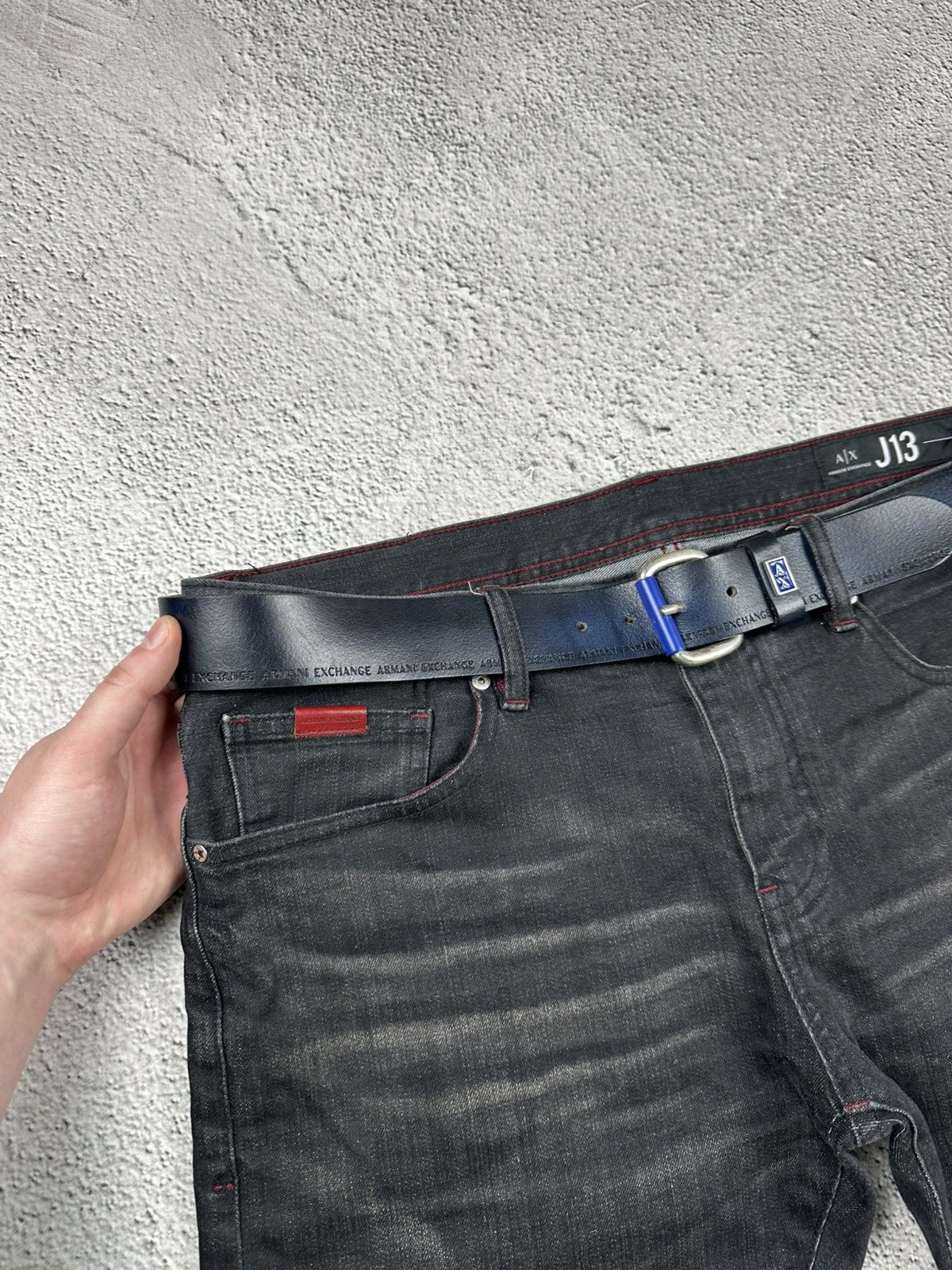 Armani Exchange Armani Exchange Slim Denim Jeans + Armani Leather Belts Y2K Size US 34 / EU 50 - 6 Thumbnail