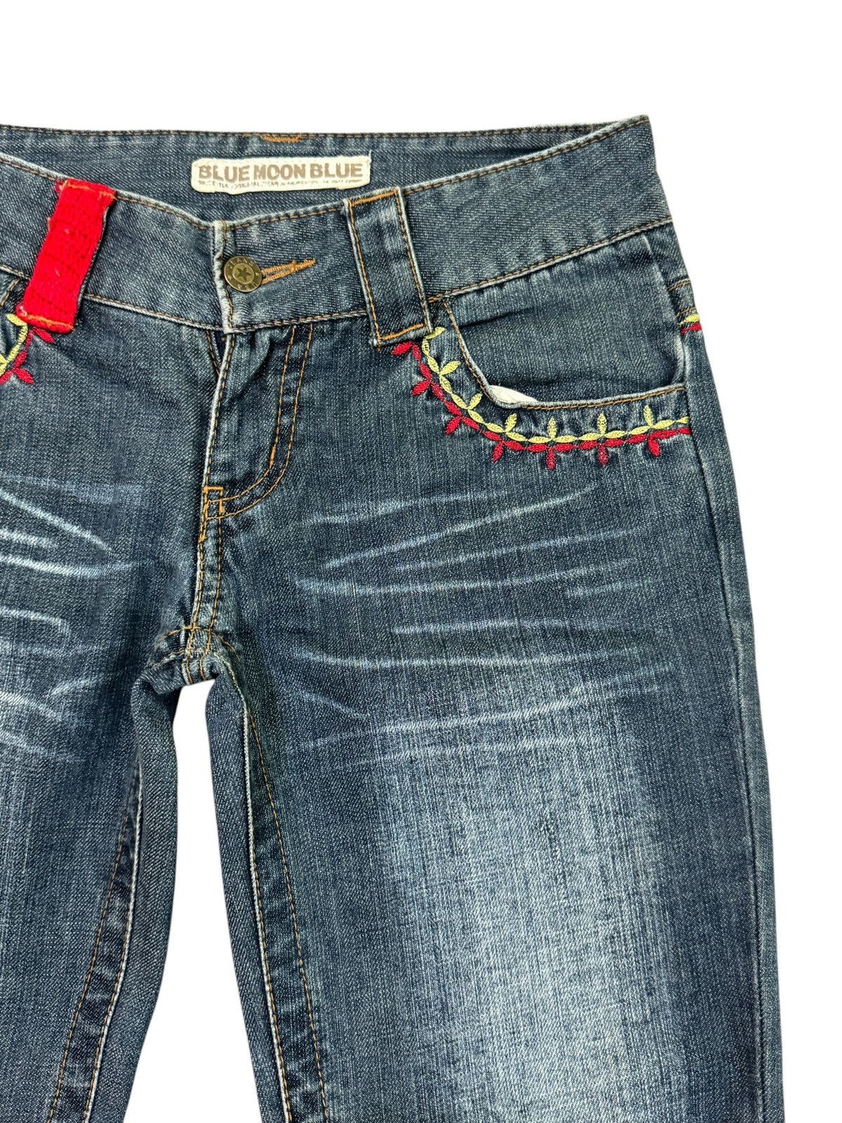 Japanese Brand BLUE MOON BLUE PRINTED POEM SURF EMBROIDERY LOW RISE DENIM Size US 28 / EU 44 - 5 Thumbnail
