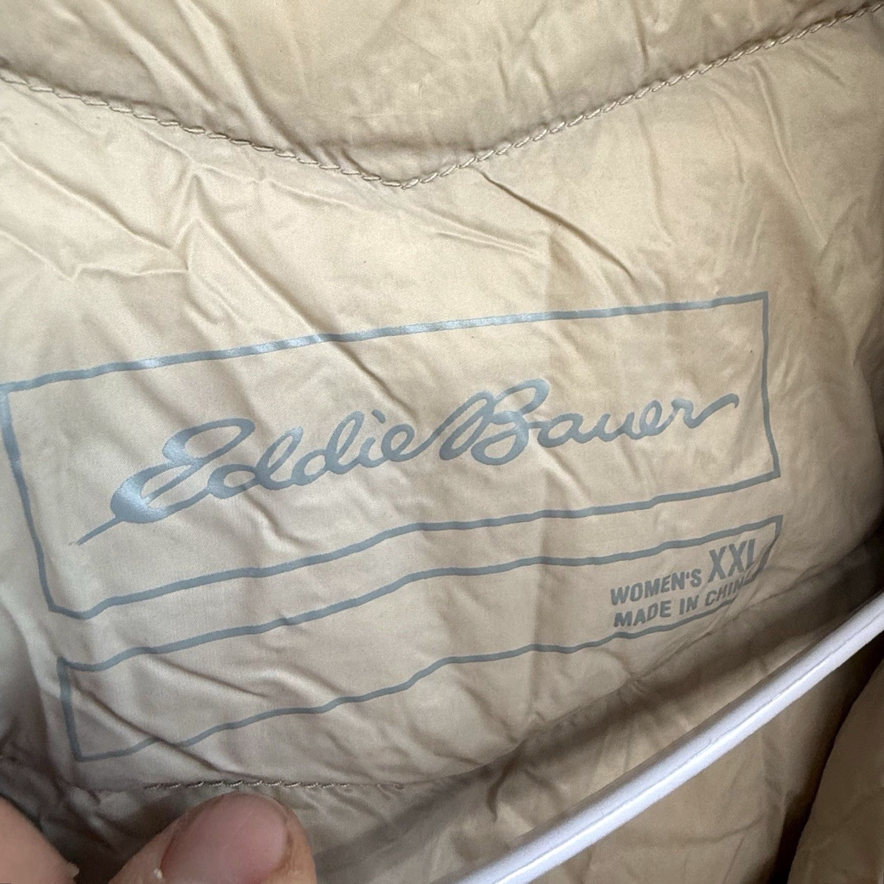 Eddie Bauer Eddie Bauer EB650 Down Puffer Jacket Women’s 2XL Beige Long Parka Zip Hooded Insulated Zippered Pockets Winter Fall Casual Travel Workwear Mens? Women Size XXL / US 16-18 / IT 52-54 - 4 Thumbnail