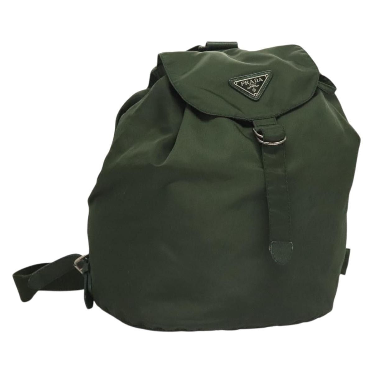 PRADA Backpack Nylon Khaki Silver
