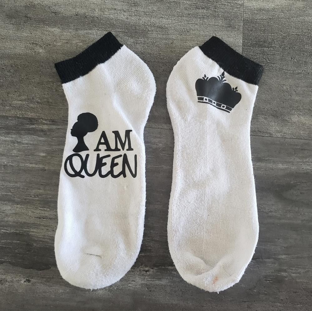 Designer White Black Queen Sport Sock 2 Bundle Size ONE SIZE - 3 Thumbnail