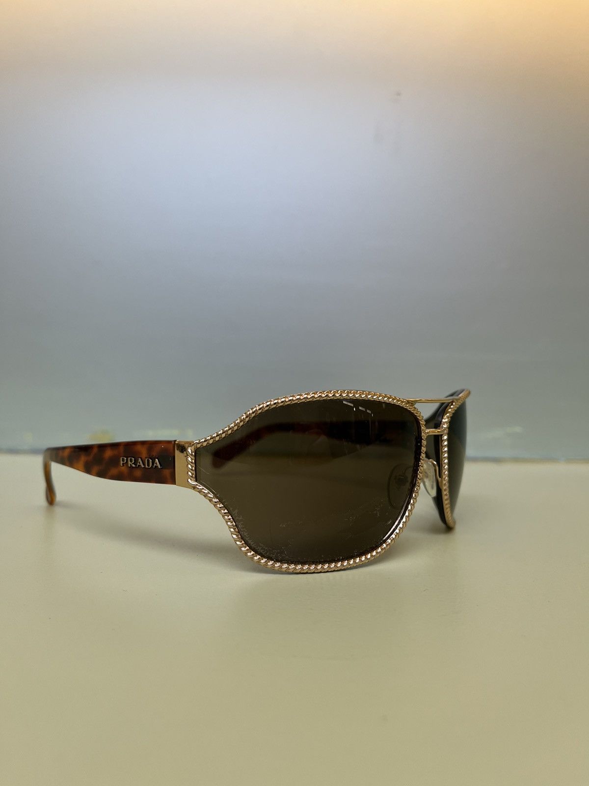 image of Prada Spr 61H Studded Oversized Sunglasses in Tortoise, Women's