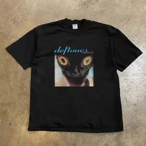 VIBE Vintage Hip Hop Funny Cat Print Casual Short Sleeve T-Shirt Size US L / EU 52-54 / 3 - 7 Thumbnail