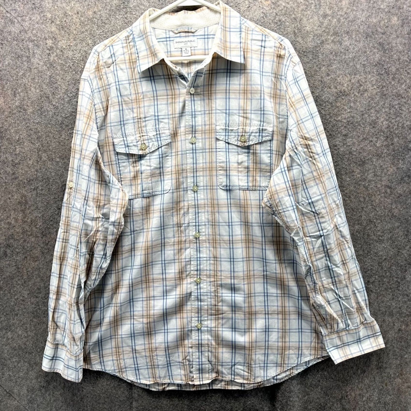 Banana Republic VINTAGE? No. Banana Republic Shirt Mens XL White Blue Button Down Preppy Plaid Classic Size US XL / EU 56 / 4 - 2 Thumbnail