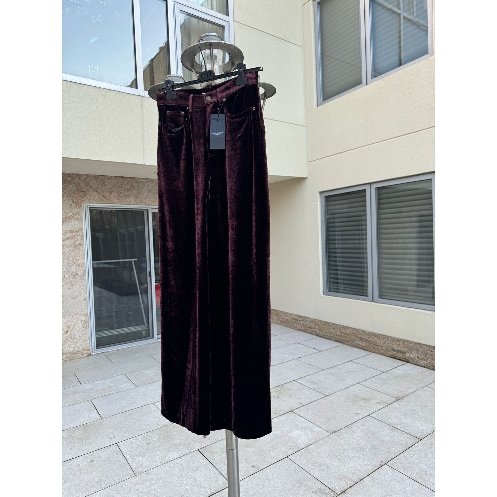 Saint Laurent Paris o1rshd1 Wide Leg Velvet / Velour Pants in Burgundy Size US 32 / EU 48 - 11 Thumbnail