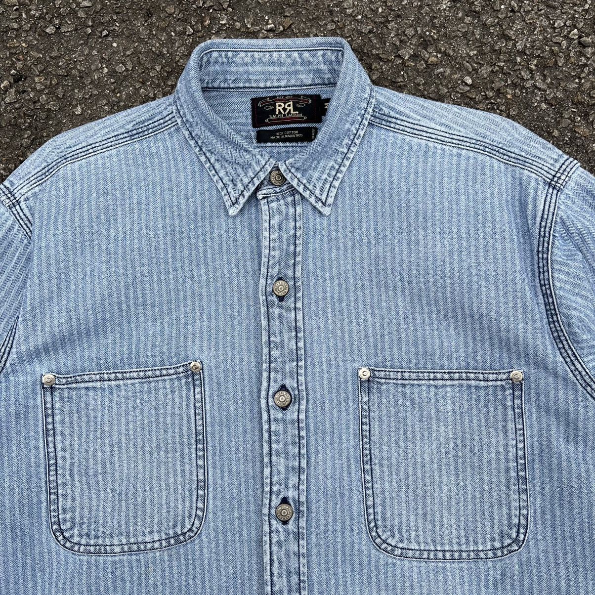 RRL Ralph Lauren RARE‼️ Vintage 90s RRL HBT Denim Workshirt Western Workwear Size US M / EU 48-50 / 2 - 6 Thumbnail