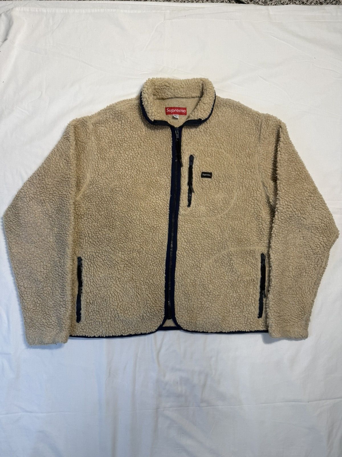 Supreme Vintage 90s Supreme Patagonia Tan Deep Pile Fleece Jacket Size US L / EU 52-54 / 3 - 1 Thumbnail