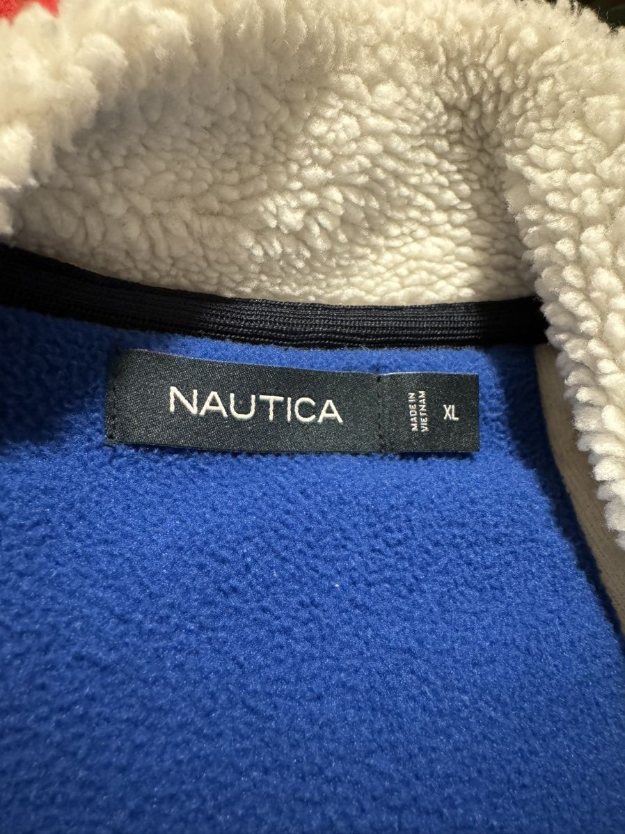 Nautica White Nautica Sherpa Fleece Jacket With Navy Accents Size US XL / EU 56 / 4 - 5 Thumbnail