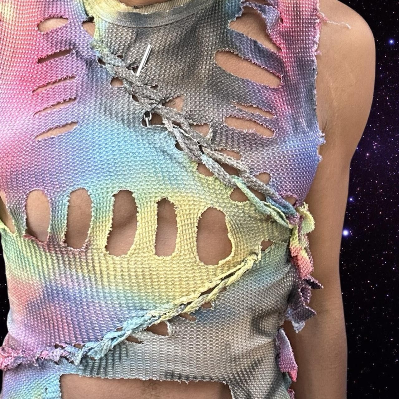 Other ASTROBOI* Women's Rainbow Braided Fringe Tank Top - Small Size S / US 4 / IT 40 - 3 Thumbnail