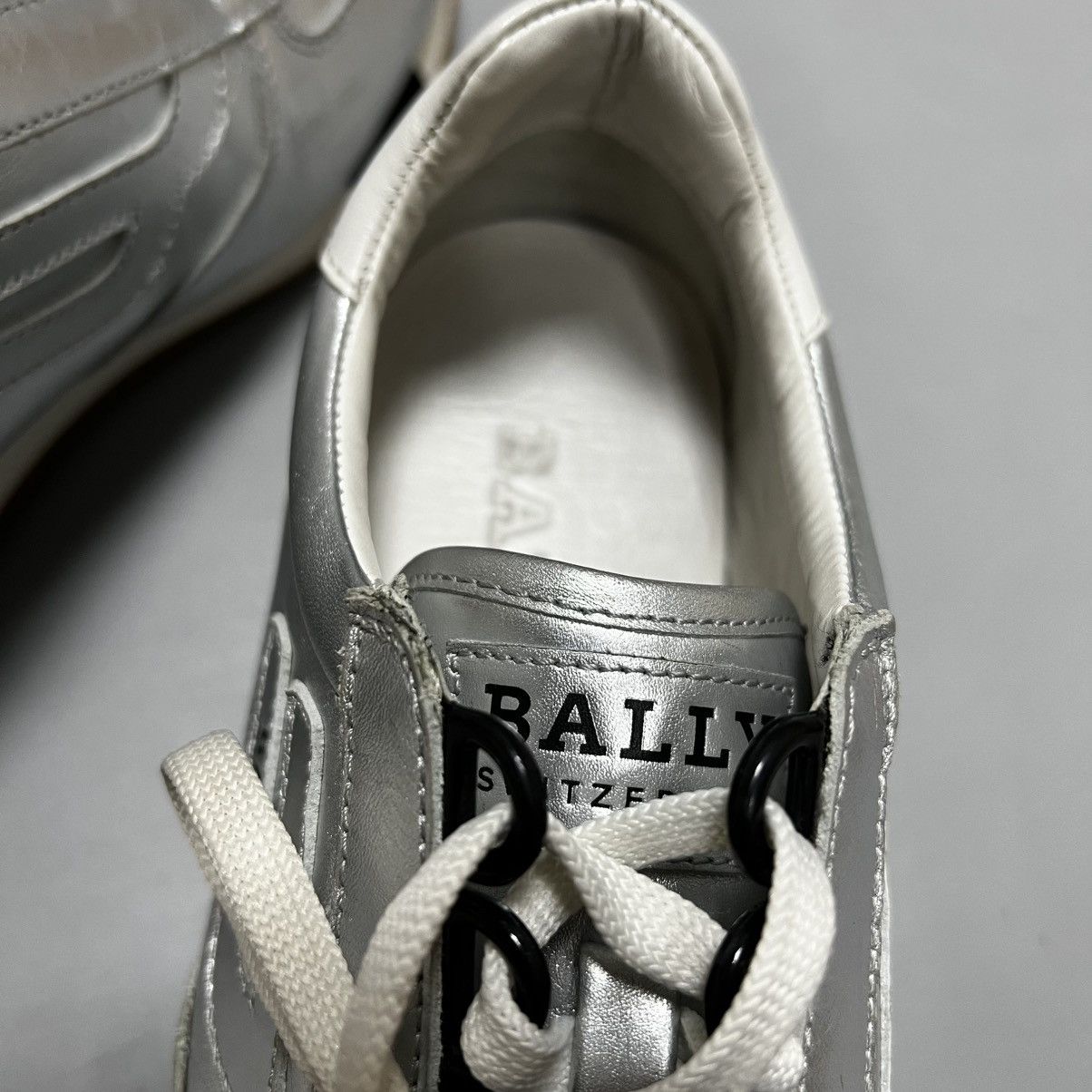 Bally BALLY Gavina Metallic Silver Low Woman's Leather Sneakers Size US 7.5 / IT 37.5 - 15 Thumbnail