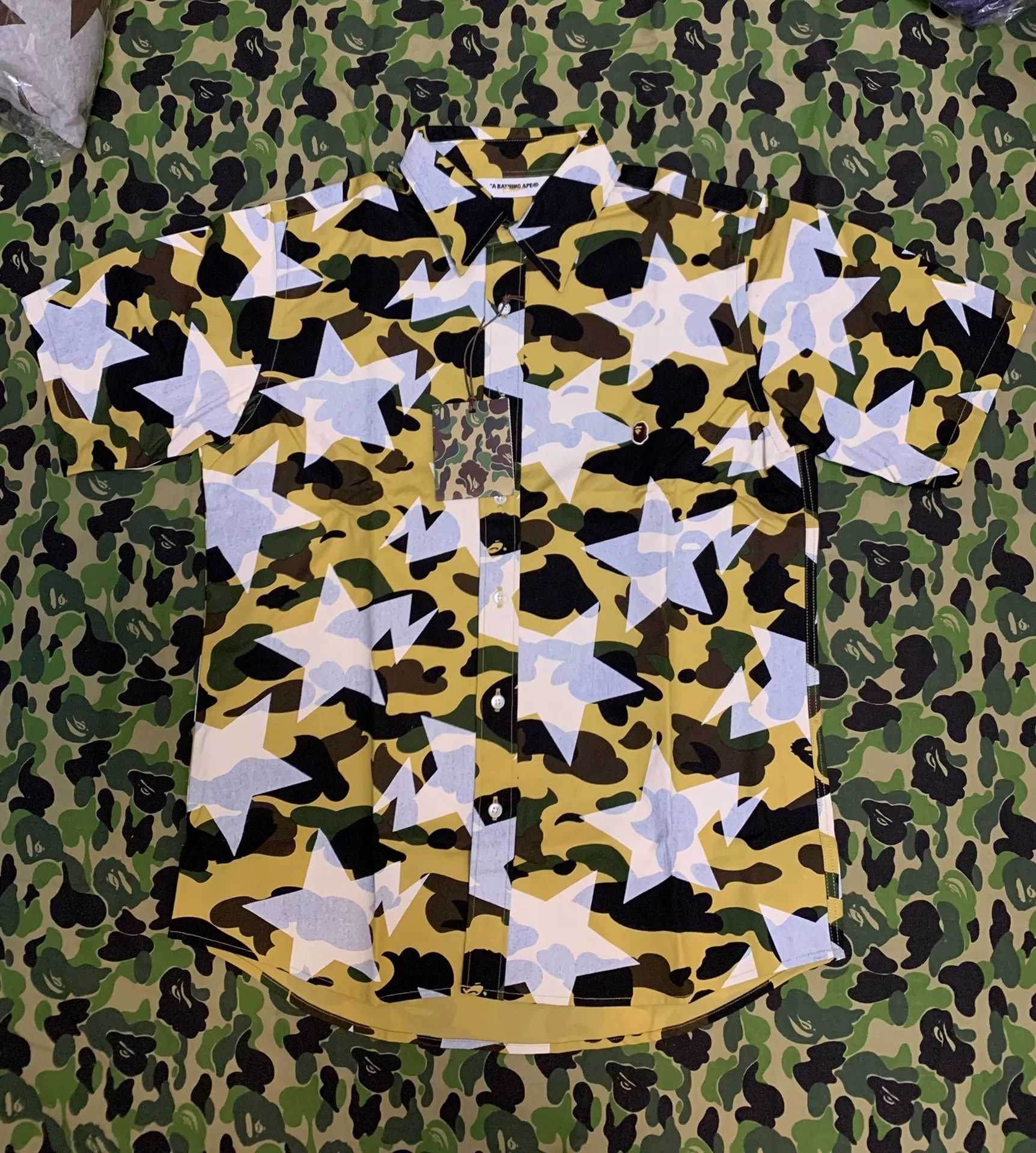 Bape Bape Camo Yellow Shirt L Men Size US L / EU 52-54 / 3 - 1 Thumbnail