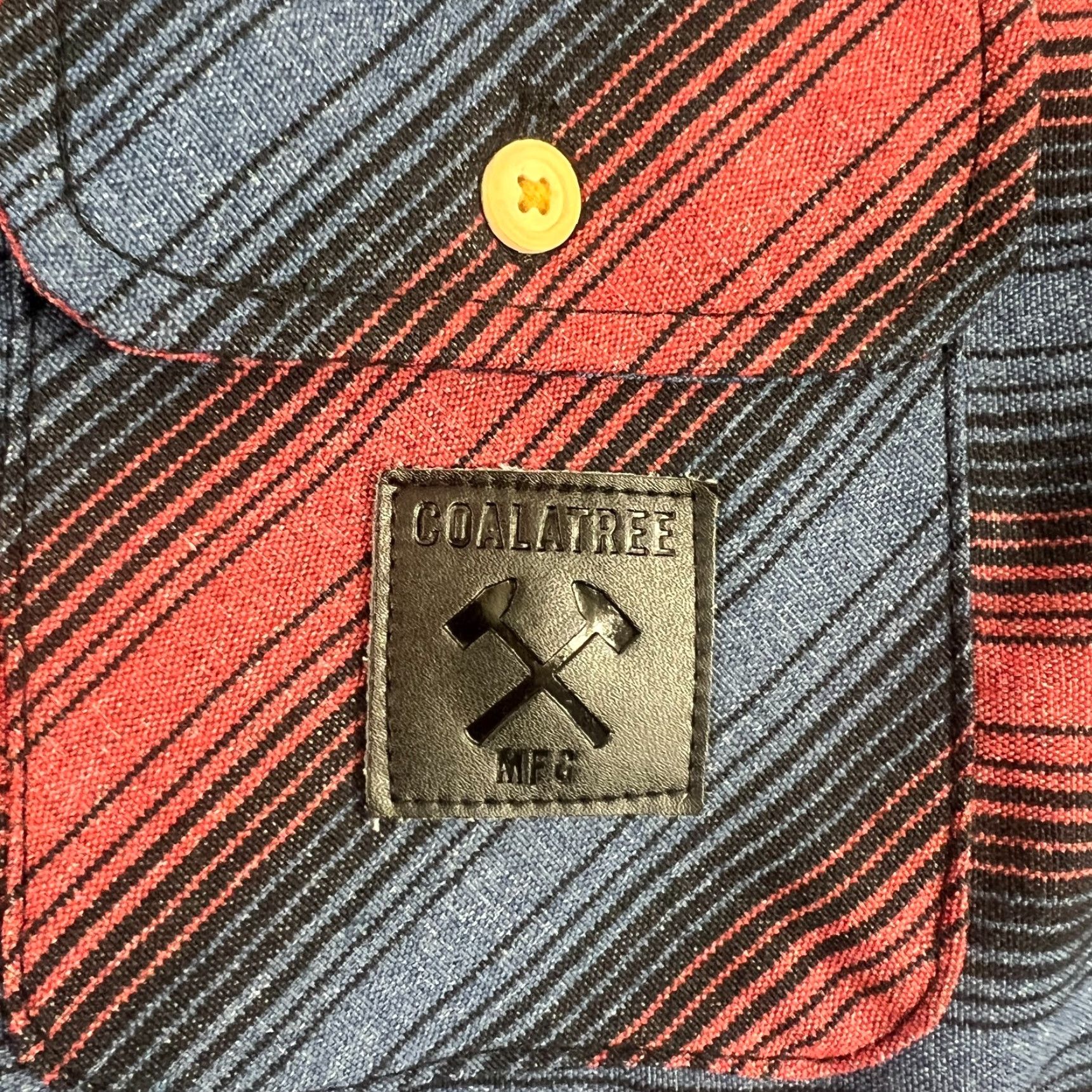 Vintage Coalatree USA Men's Long Sleeve Button Up Shirt - Red Blue Striped Woven Casual Business Travel // Size L Size US L / EU 52-54 / 3 - 3 Thumbnail