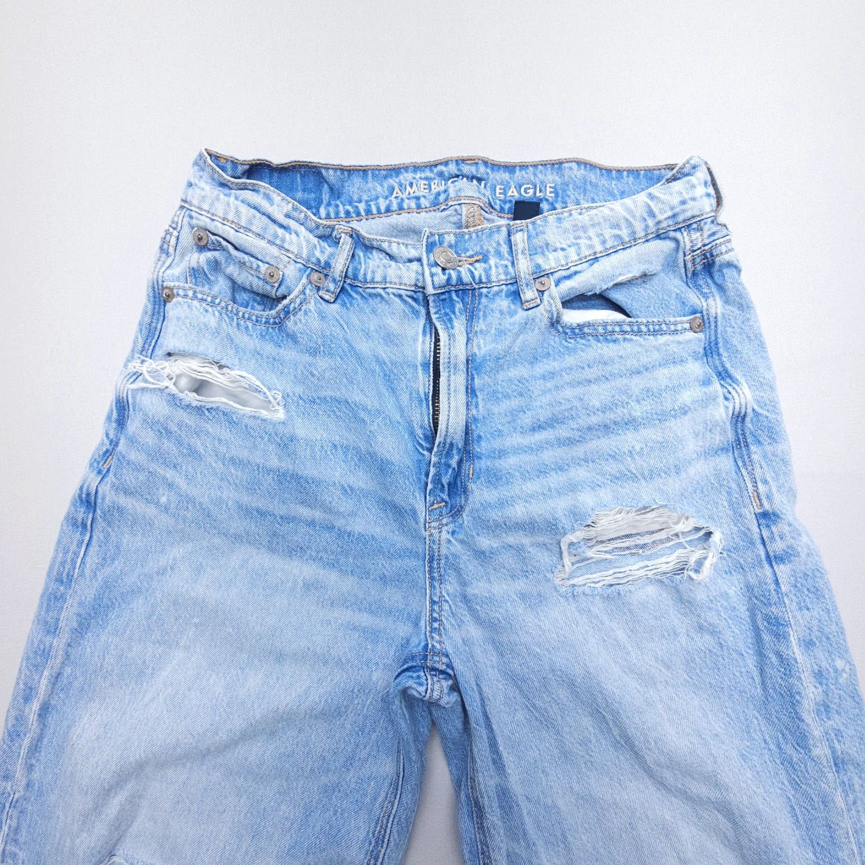 American Eagle Outfitters VINTAGE American Eagle Outfitters Jeans Wide-Leg 00 Womens Boho Denim Baggy High Rise 5-Pocket Blue Size 24" / US 00 / IT 34 - 4 Thumbnail