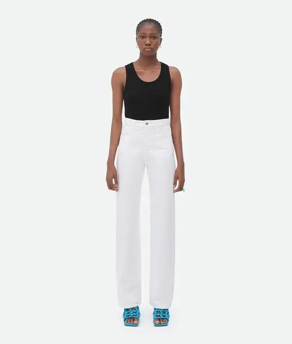 o1n1vont1225 High Rise Straight Denim Pants in White