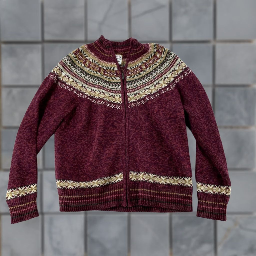 Vintage VINTAGE Heirloom Collectibles Cardigan Sweater Womens XS ZIP Fair Isle Red Knit Long Sleeve Mock Neck Raglan Sleeve Full Zip Autumn Winter 90s Size XS / US 0-2 / IT 36-38 - 1 Thumbnail