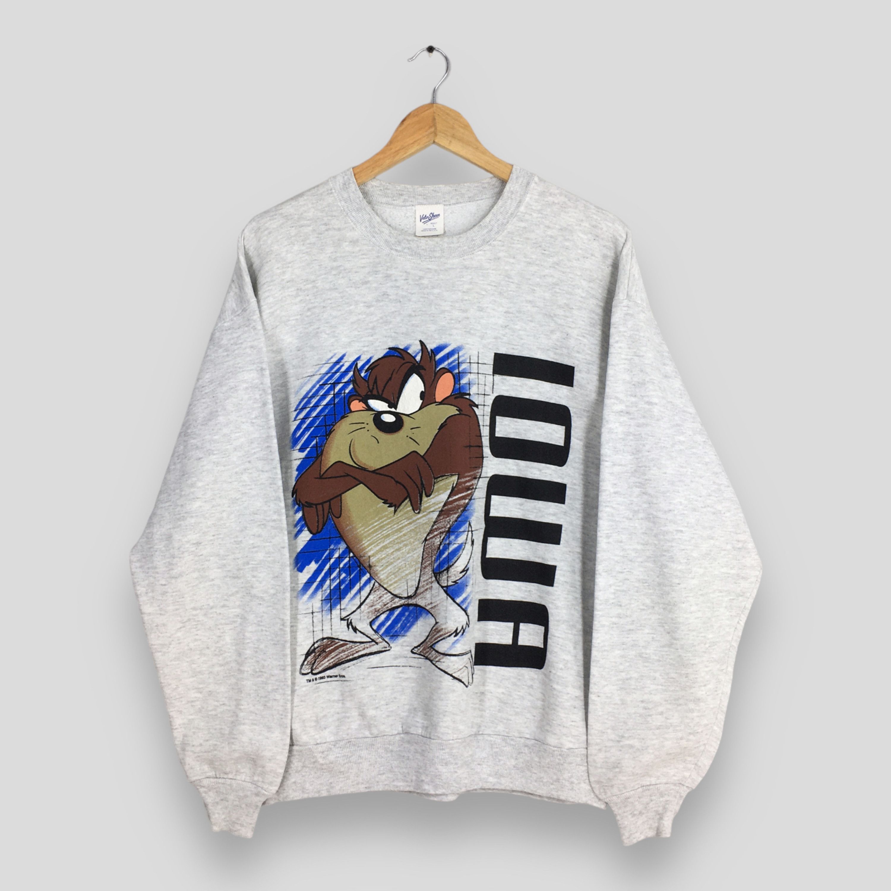 Velva Sheen Vintage 90s Taz-Mania Iowa Gray Sweatshirt Large Size US L / EU 52-54 / 3 - 1 Thumbnail