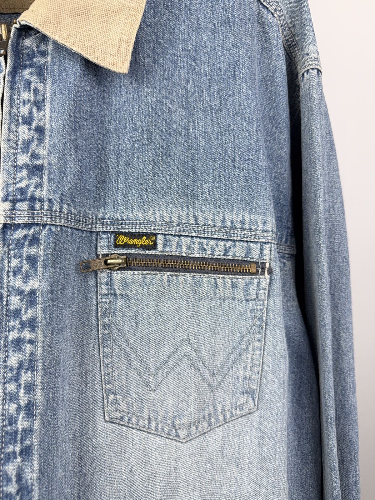 Wrangler Vintage Retro 90s Wrangler Western Cowboy Denim Work Jacket Size US XXL / EU 58 / 5 - 4 Thumbnail